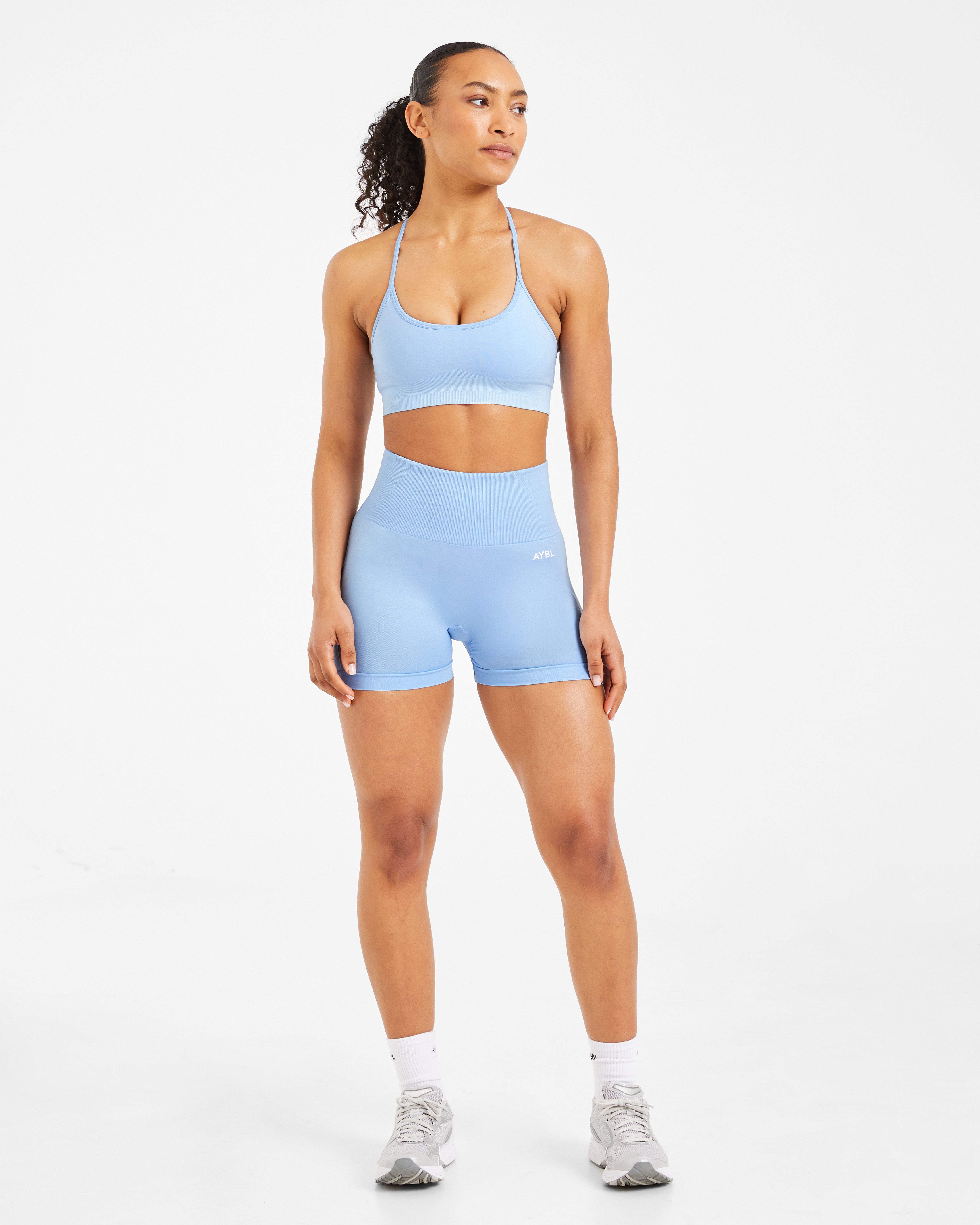 Nahtlose Empower-Shorts – Himmelblau