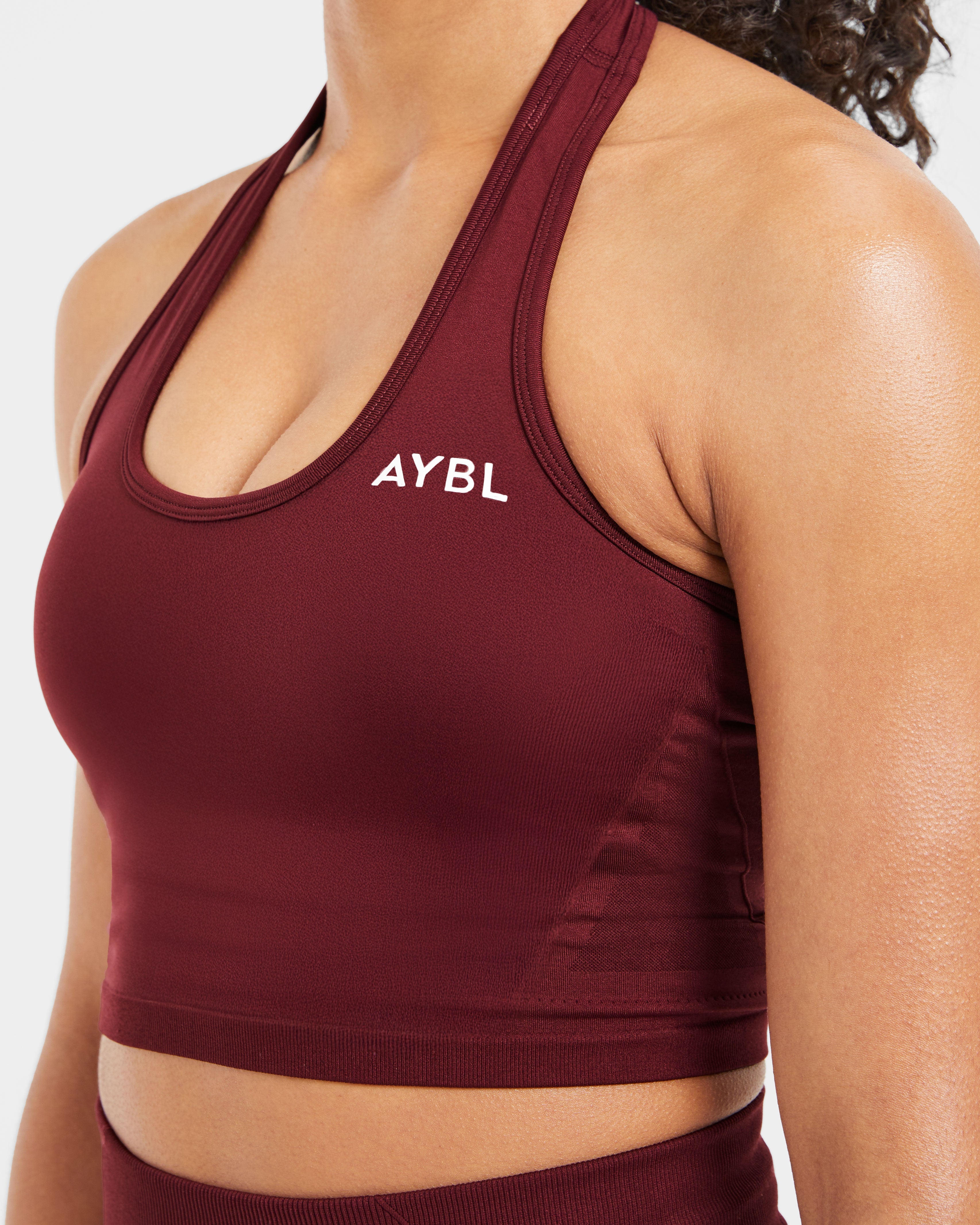 Empower Seamless Halterneck Crop Top - Red Wine