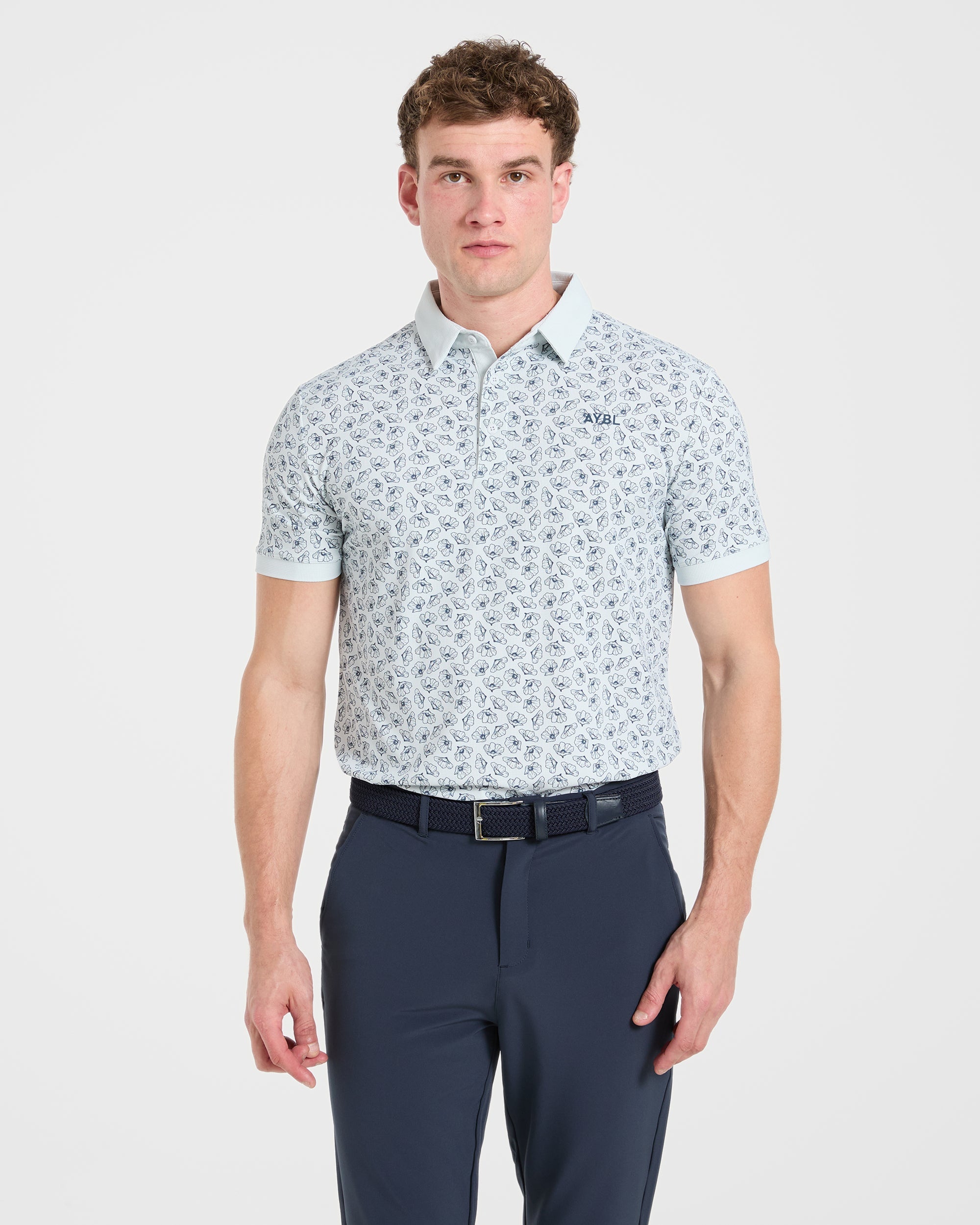Precision Camellias Polo - Ice Blue