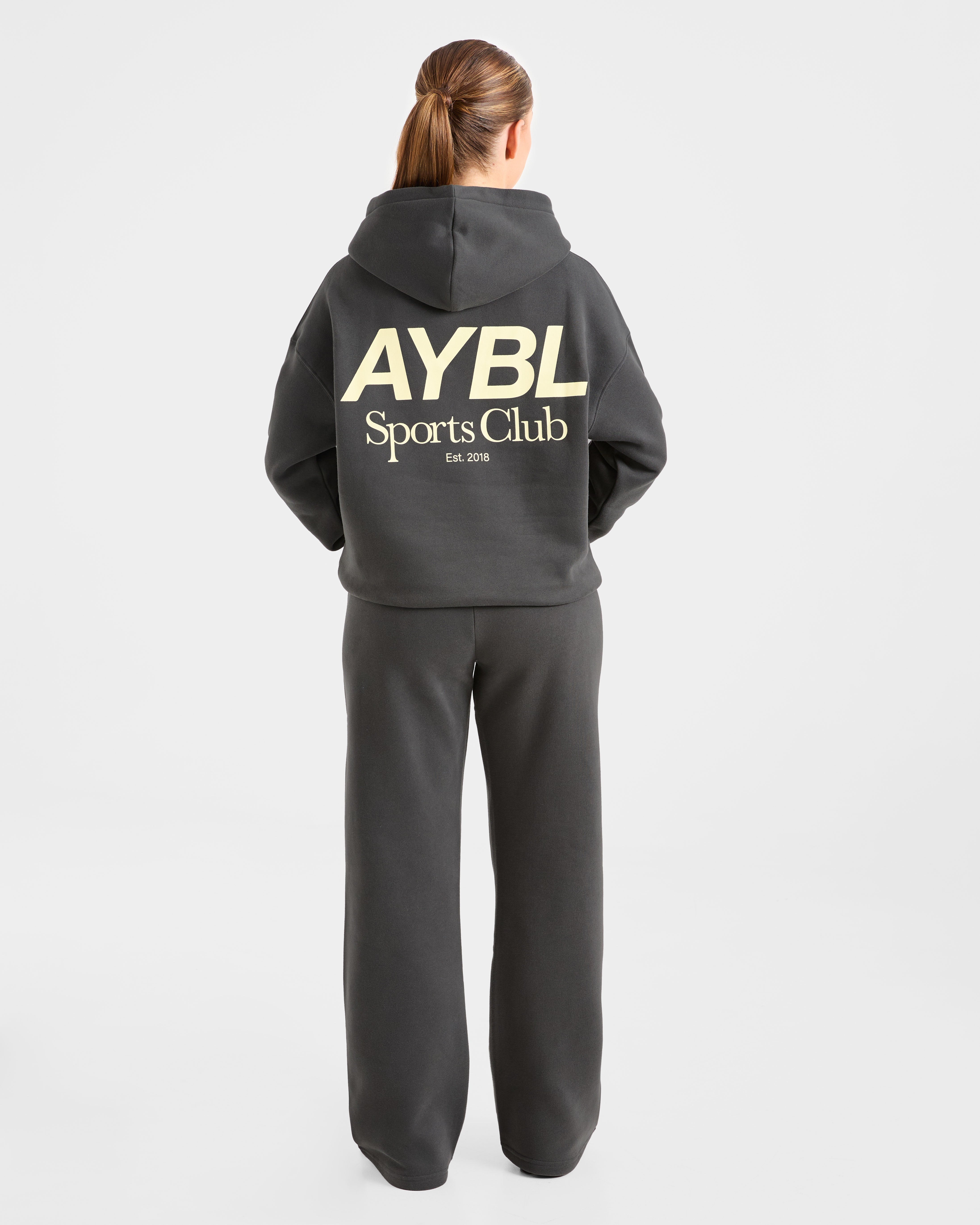 AYBL Sports Club Oversized Hoodie - Charcoal/Yellow