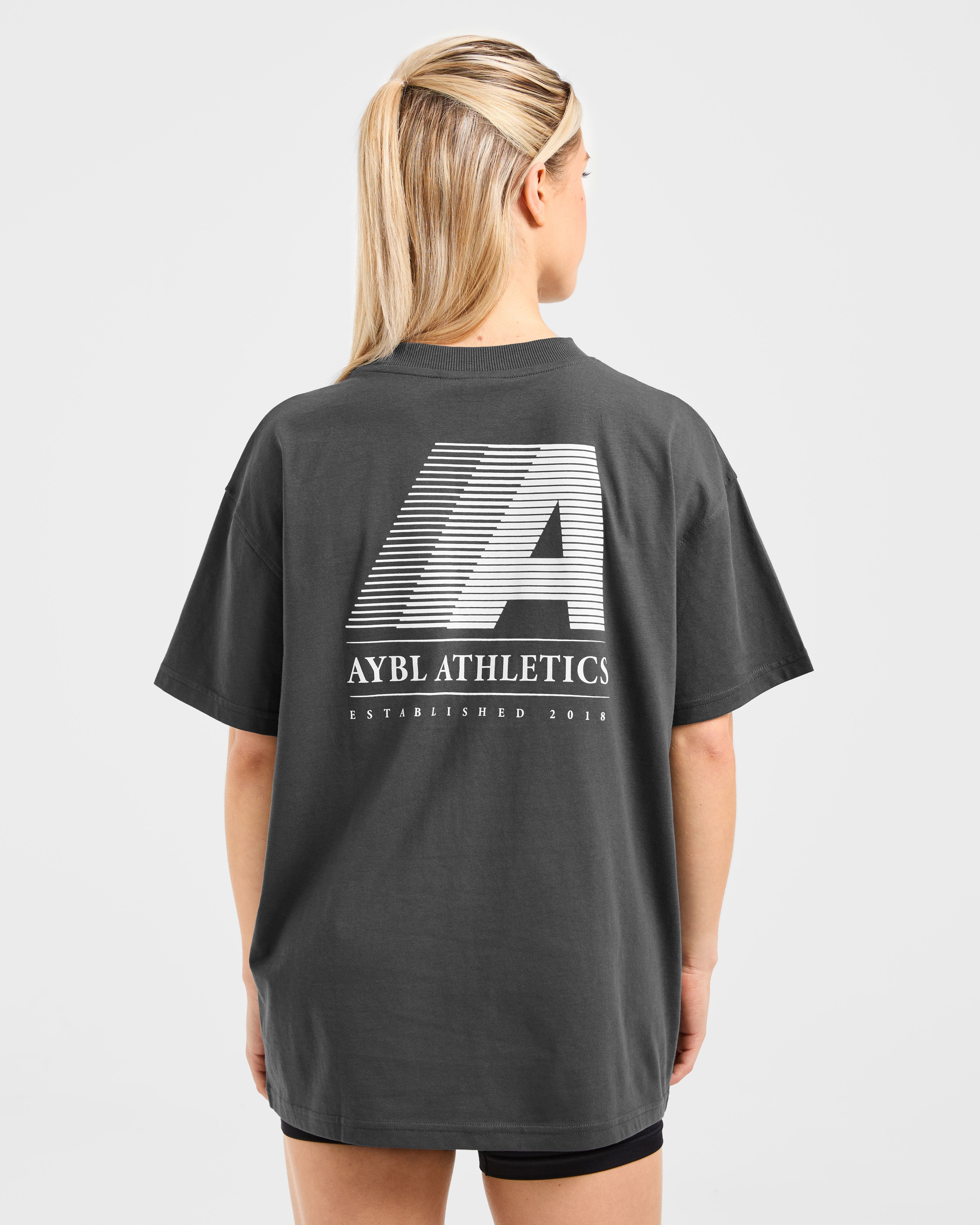 Retro Athletics Oversized T Shirt - Charcoal
