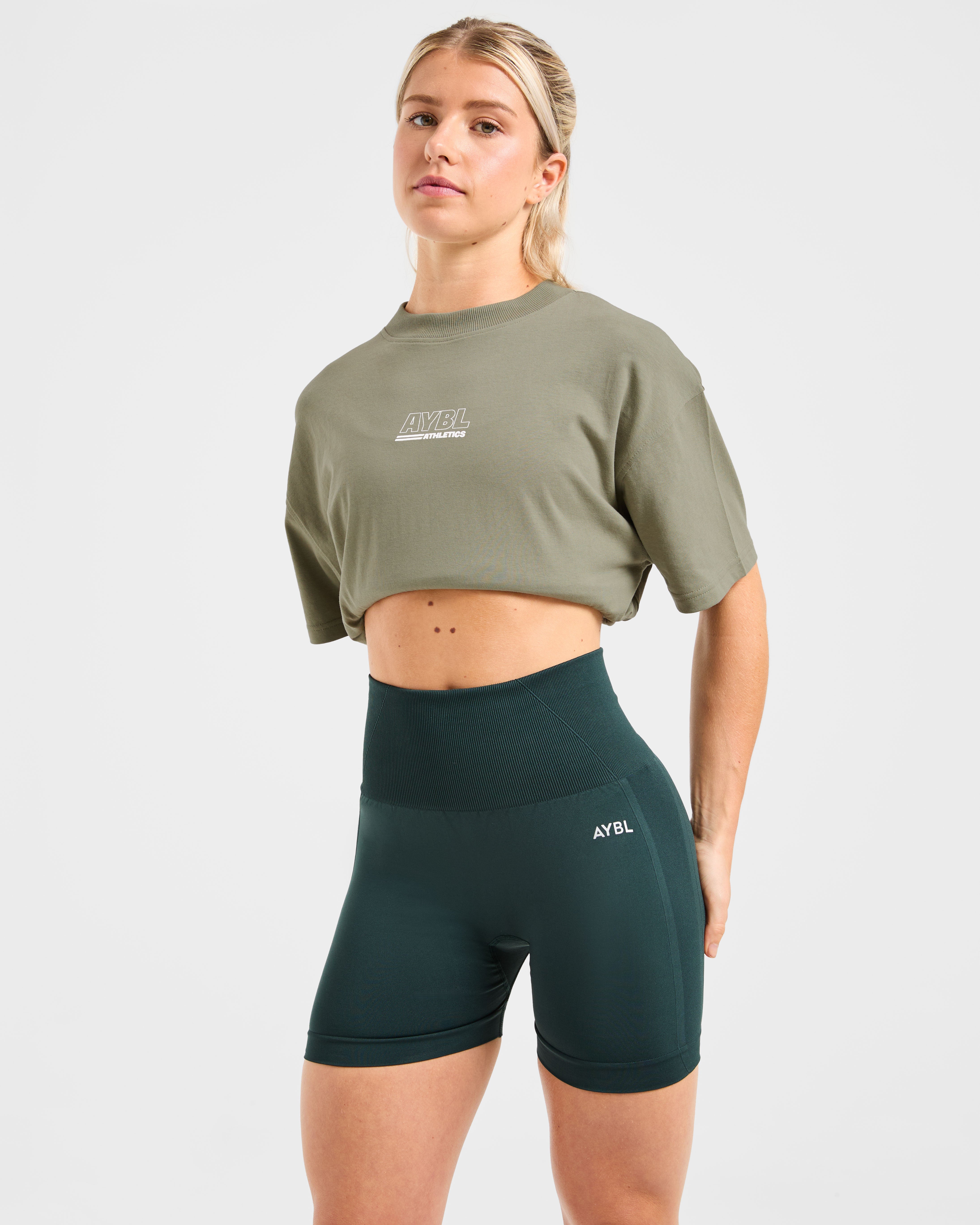 Athletics Track Oversized T Shirt - Muted Olive