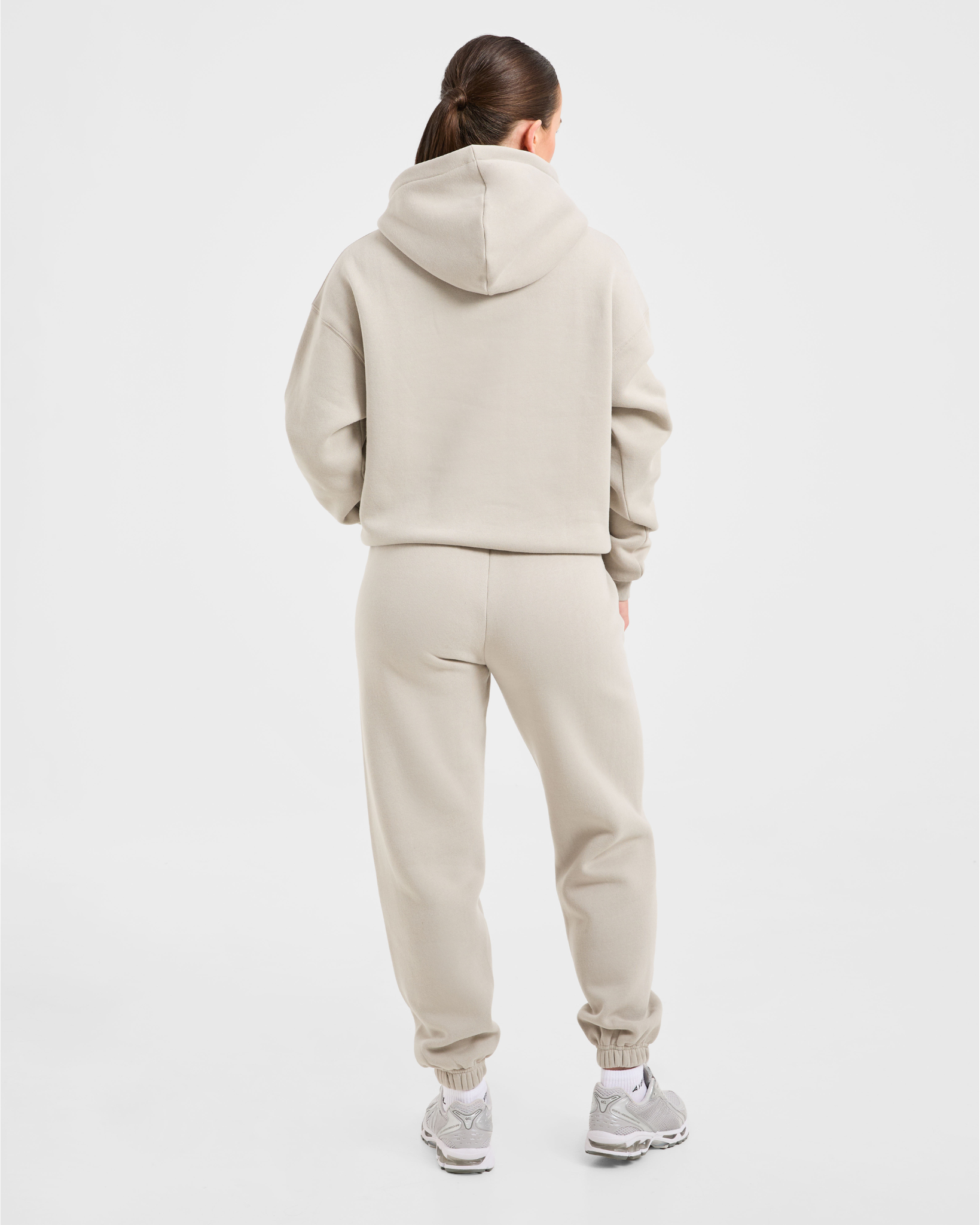 Retro Embroidered Oversized Hoodie - Taupe Grey