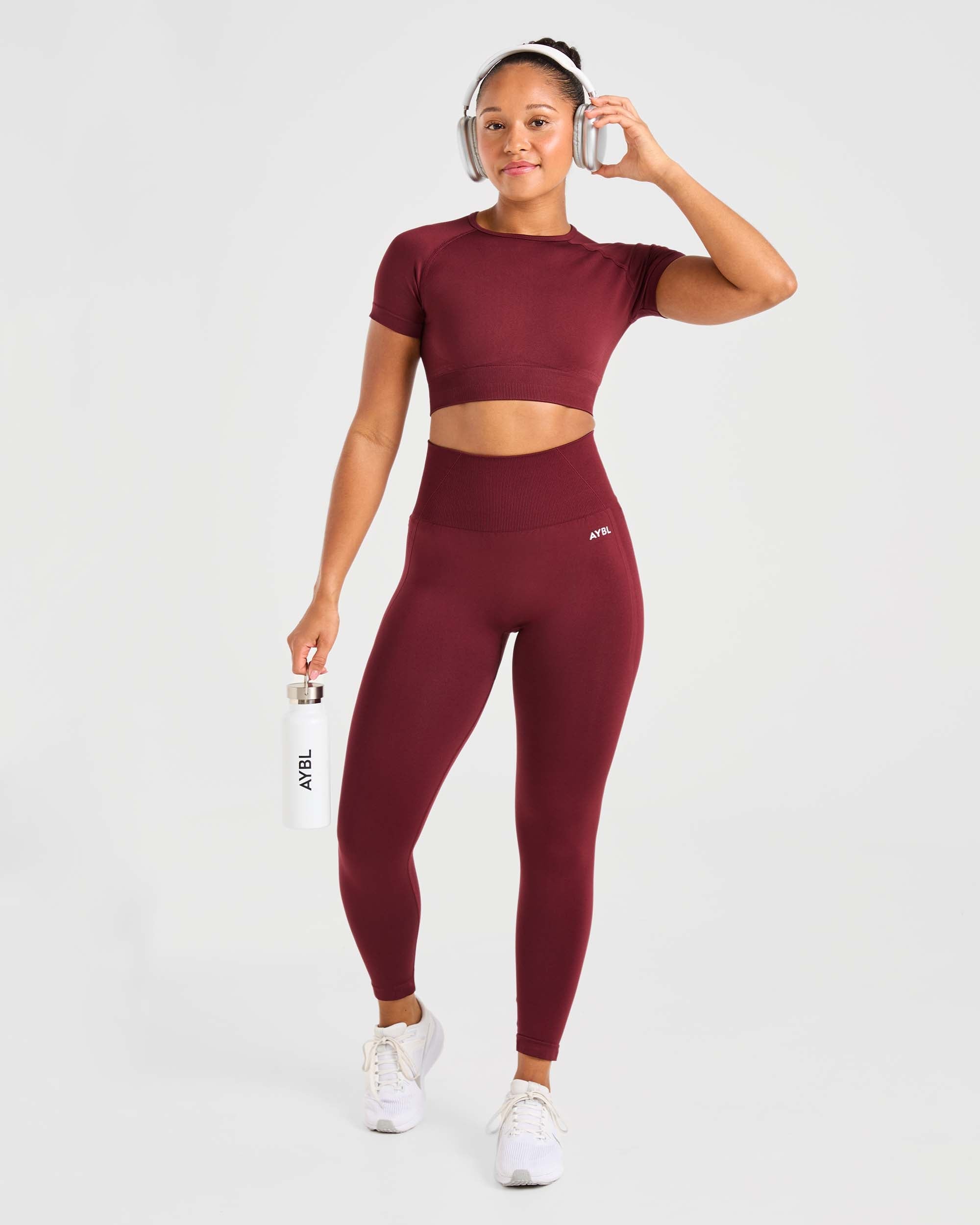 Haut court sans couture Empower - Vin rouge