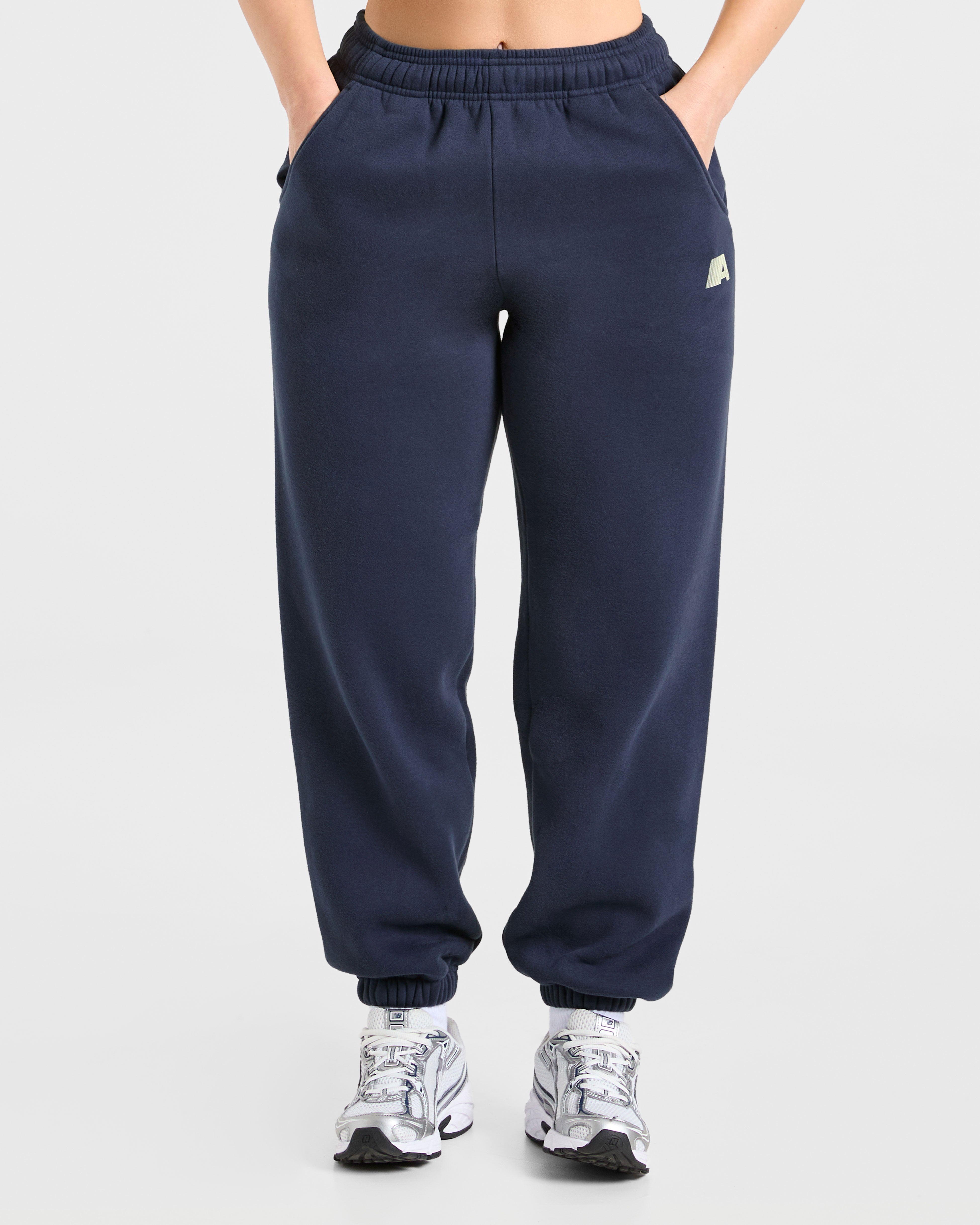 Retro Athletics Oversized Joggers - Navy/Yellow