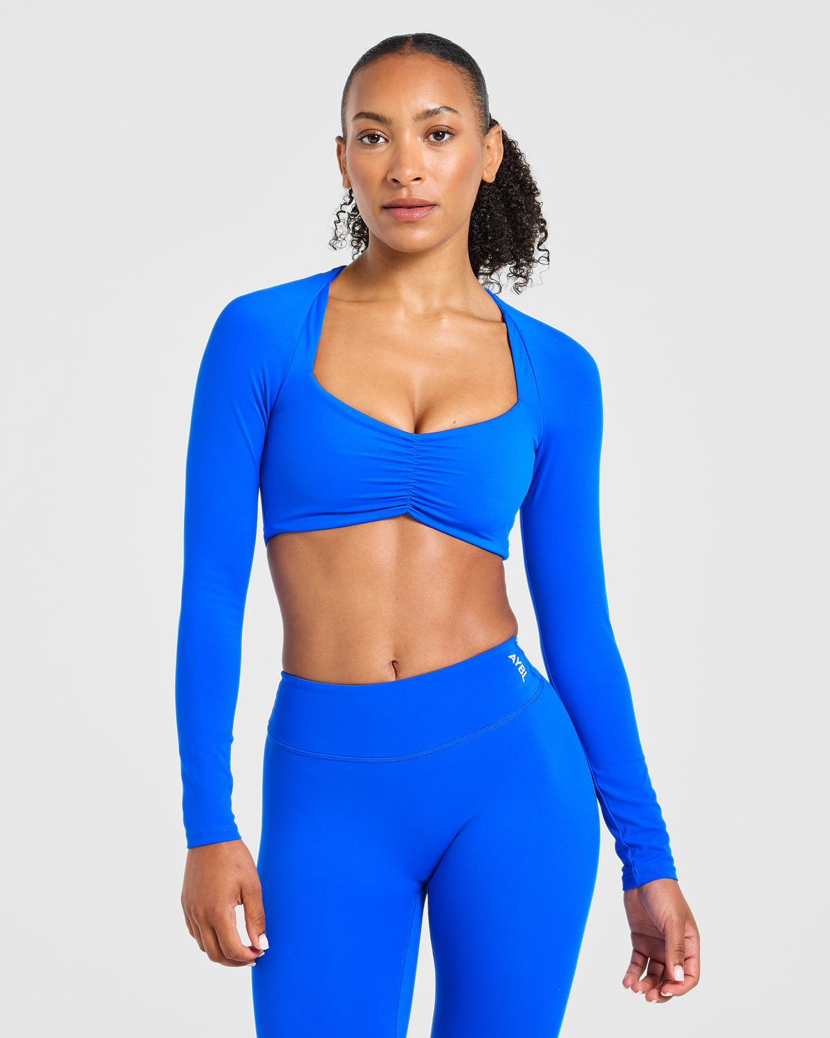 Physique Long Sleeve Crop Top - Winter Cobalt