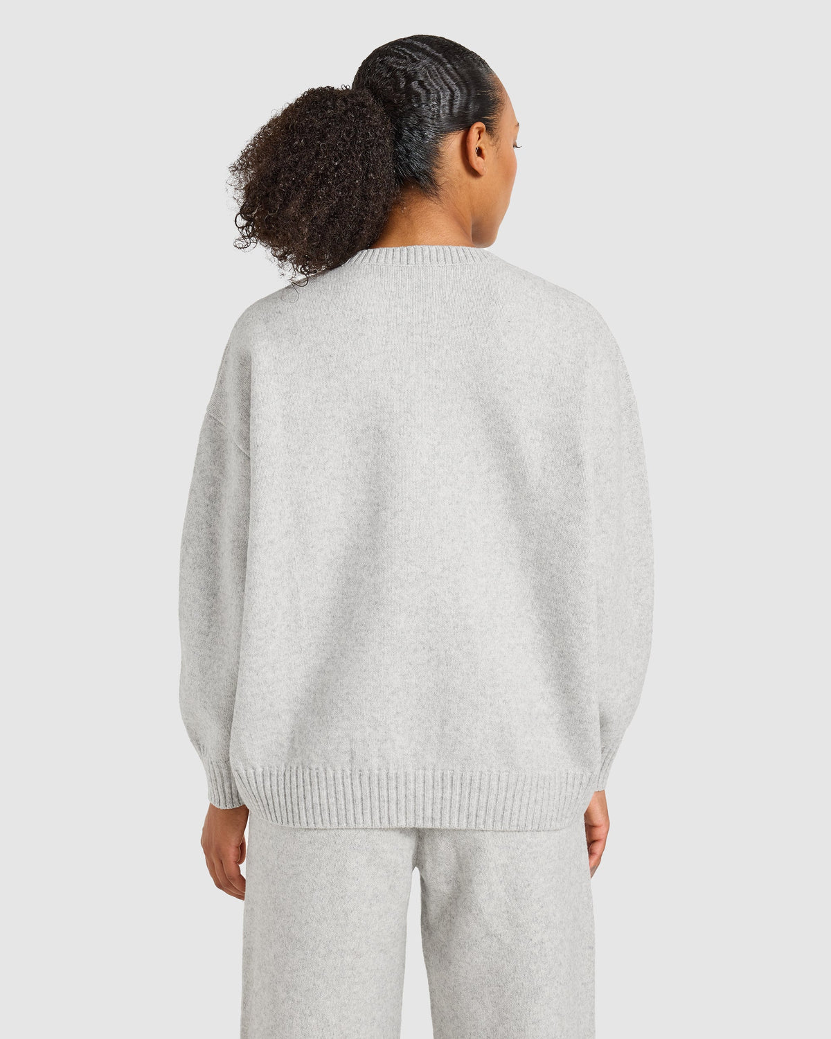 Varsity Oversized Knitted Sweater - Grey Marl/Burgundy