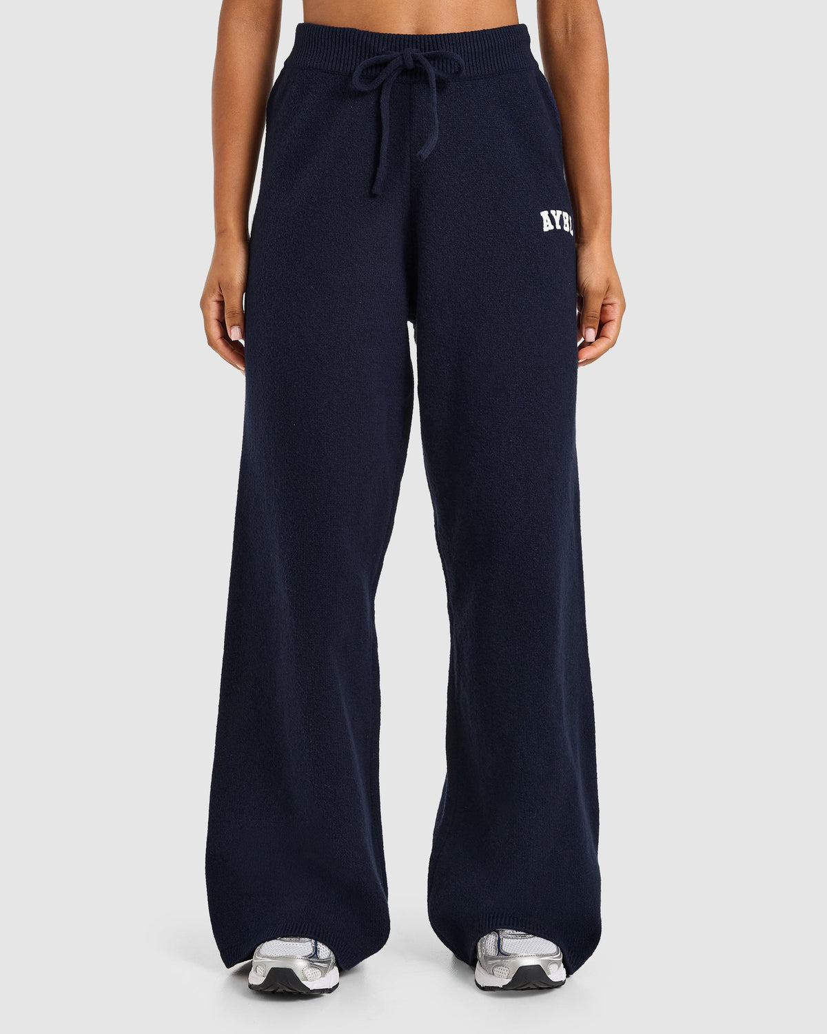 Varsity Oversized Knitted Joggers - Navy