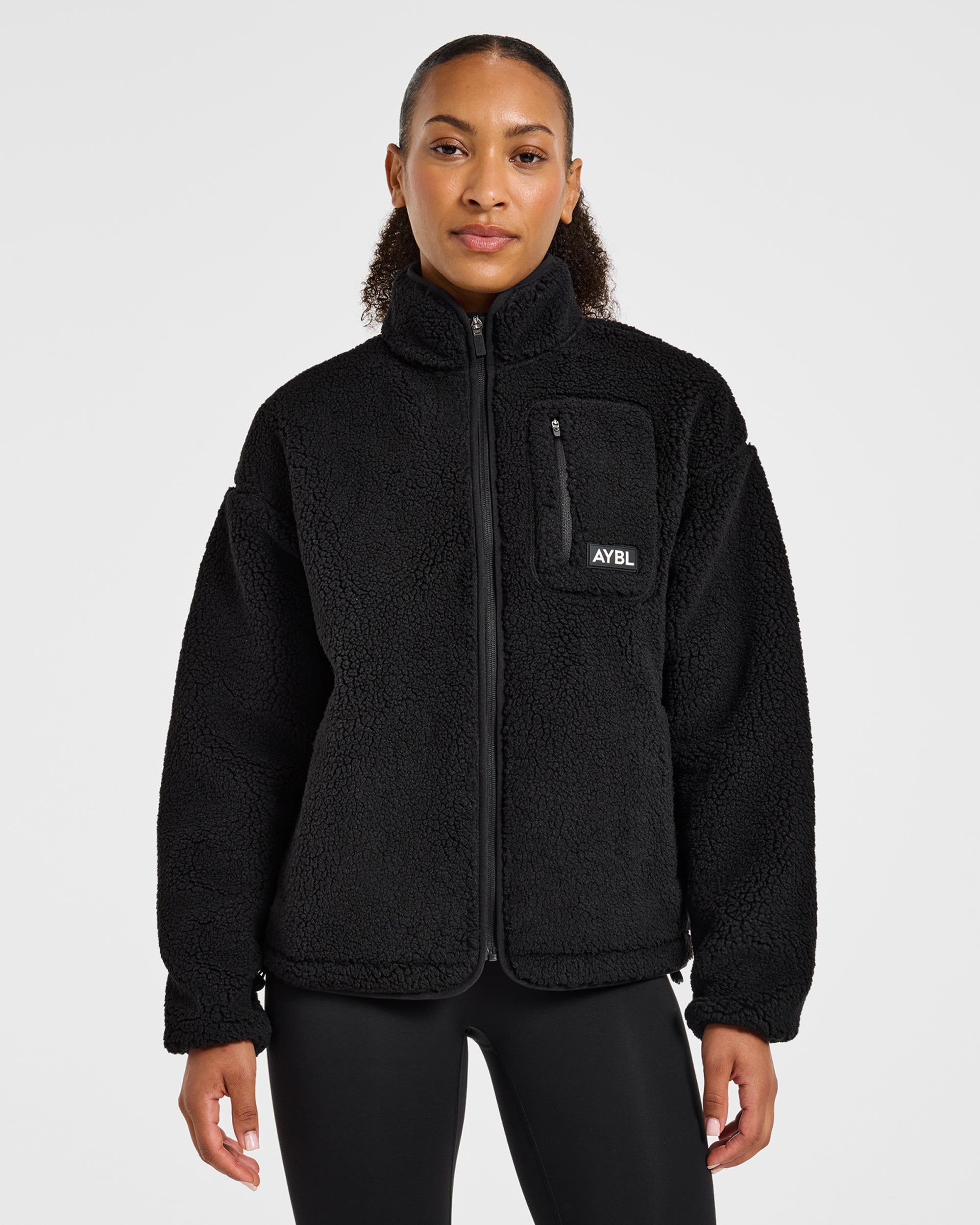 Signature Zip Up Fleece Jacket - Black