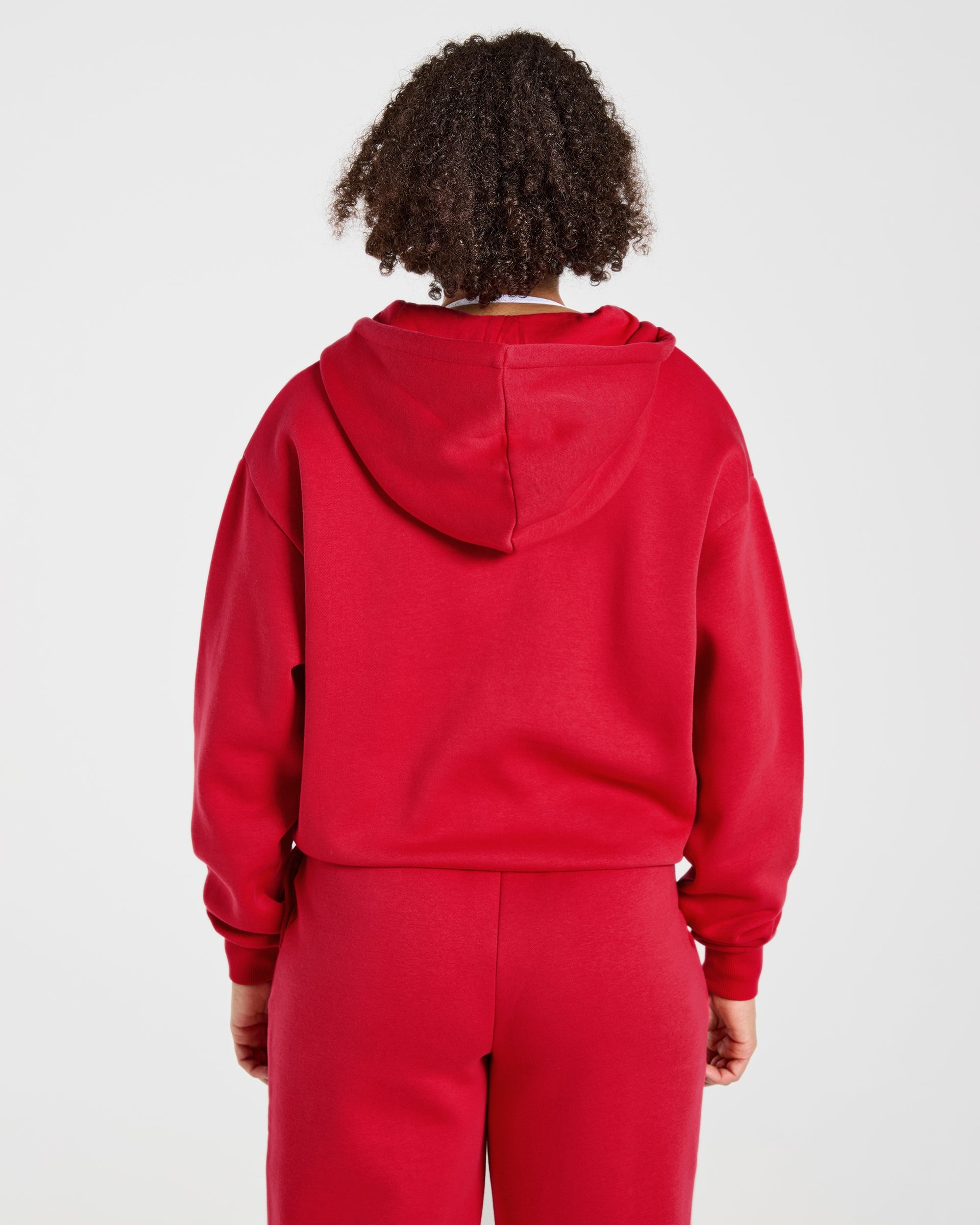 Lifestyle Oversized Zip Up Hoodie - Red