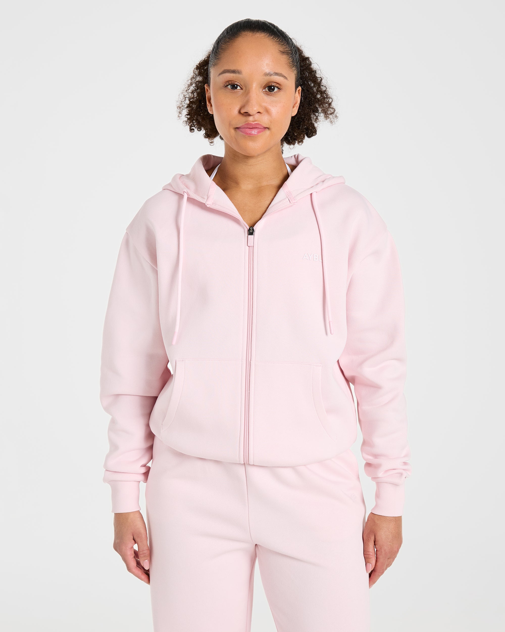 Lifestyle Oversized Zip Up Hoodie - Pastel Pink