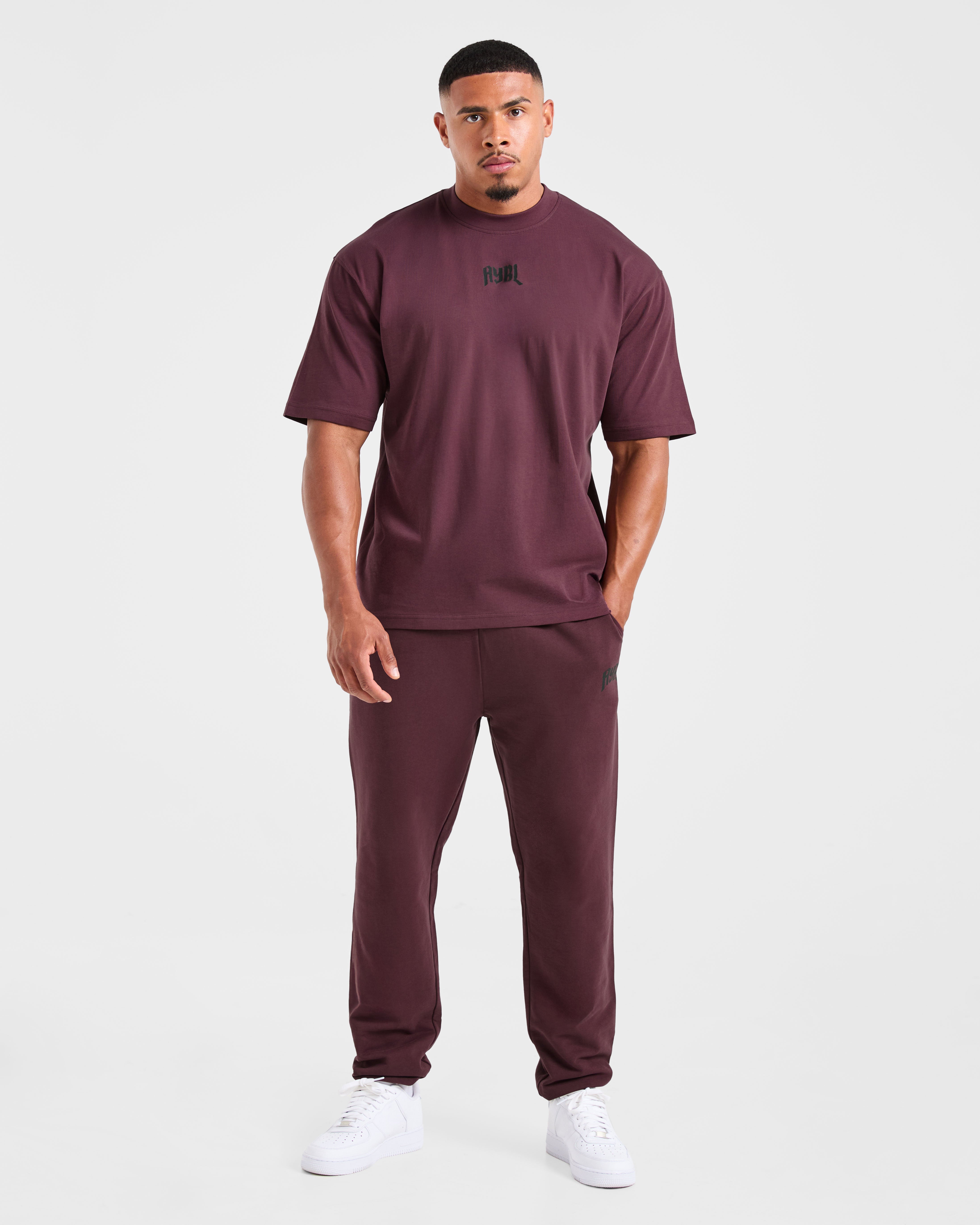 Lifting Club Gothic Oversized T Shirt - Dusty Plum/Black