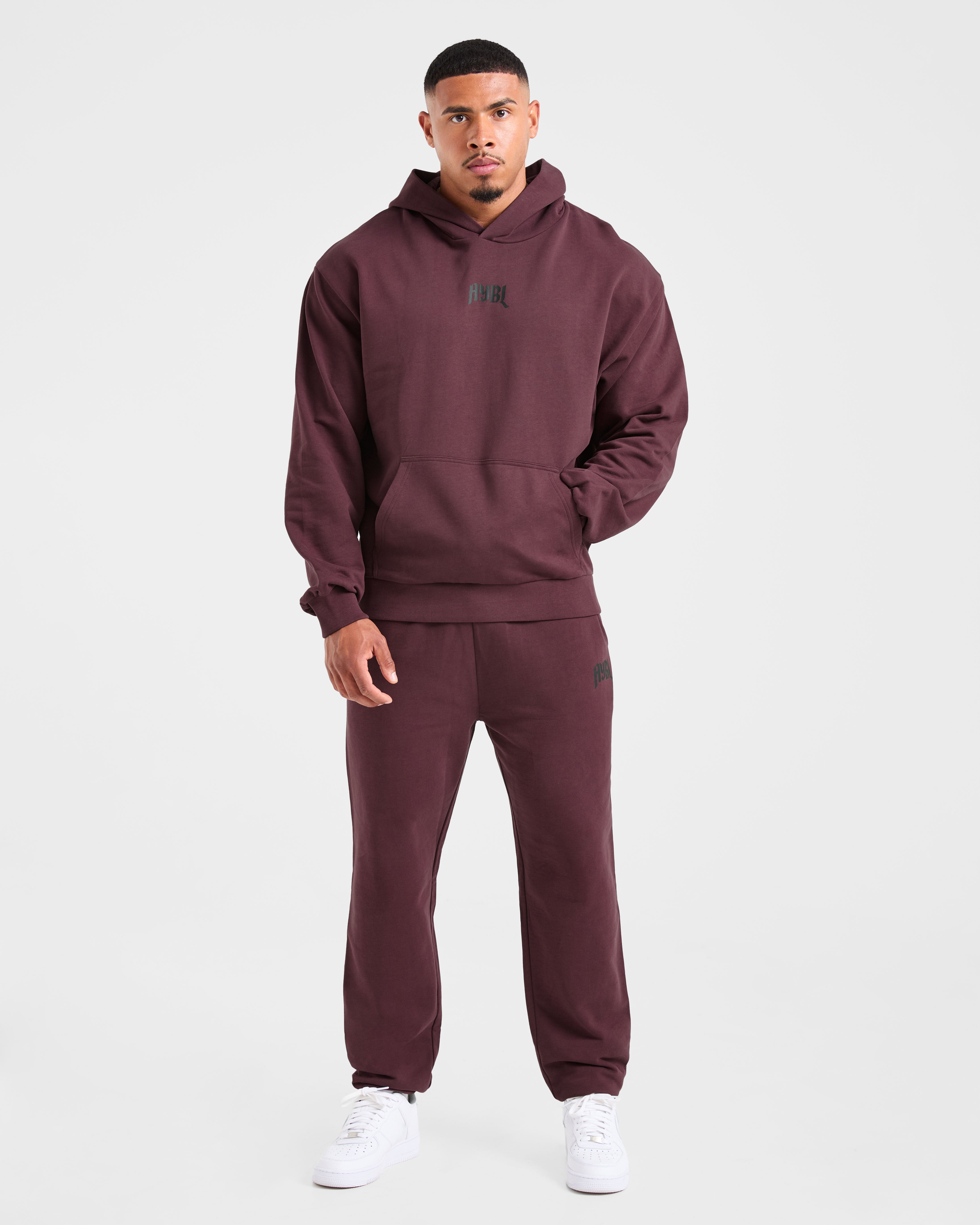 Lifting Club Gothic Oversized Hoodie - Dusty Plum/Black