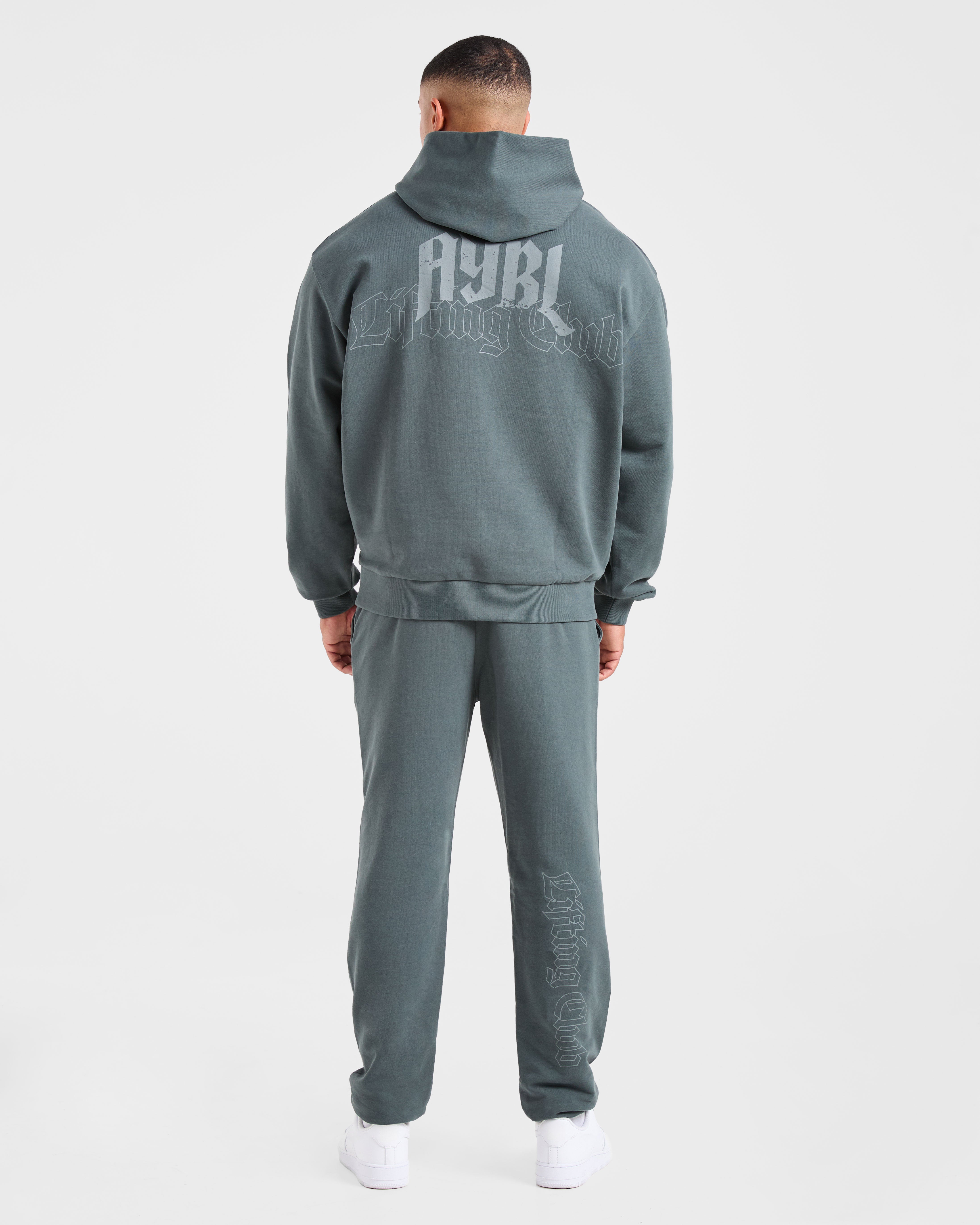 Lifting Club Gothic Oversized Hoodie - Iron Slate