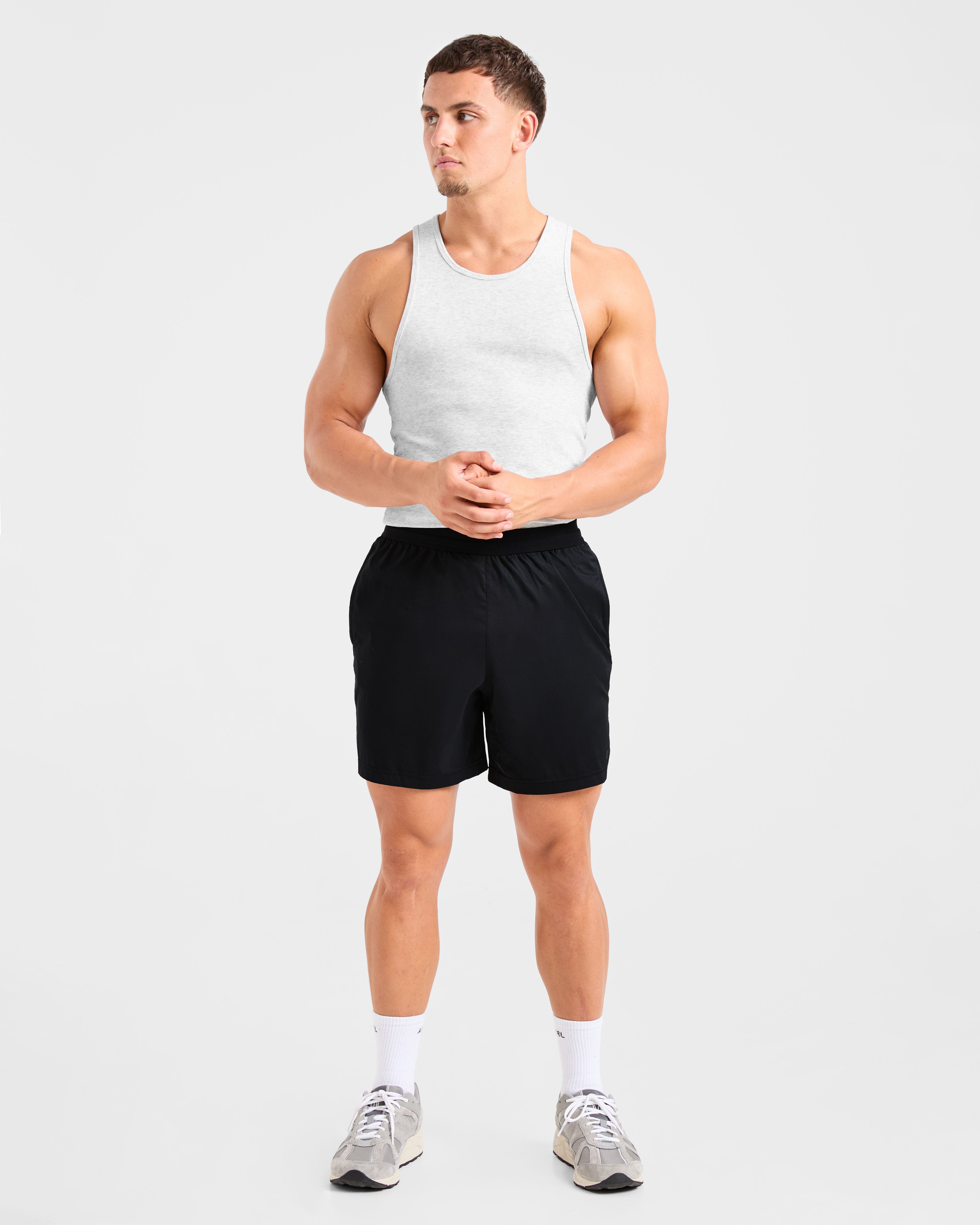 Muscle Ribbed Tank - Light Grey Marl