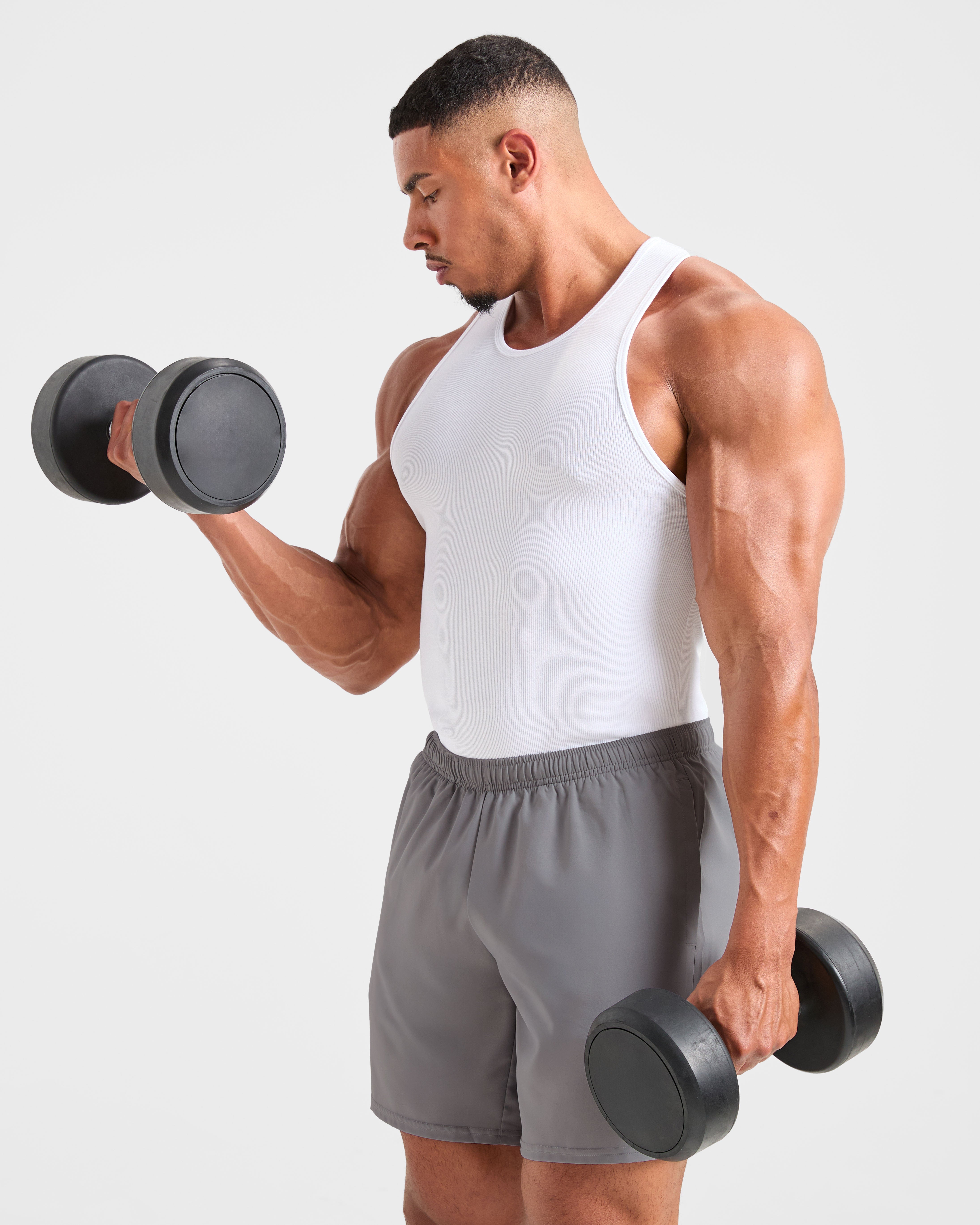 Muscle Ribbed Tank - White