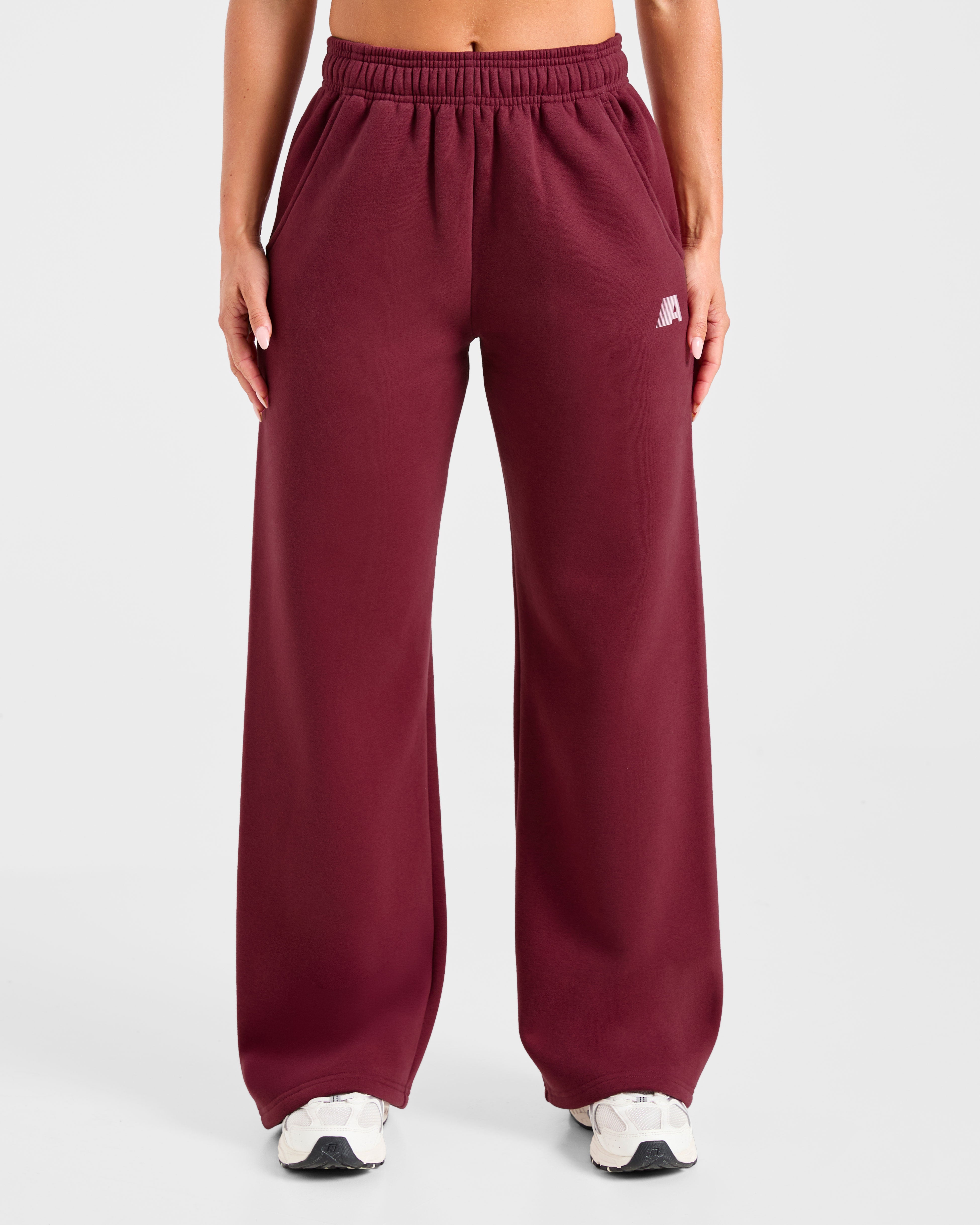 Retro Athletics Oversized Straight Leg Joggers - Deep Raspberry/Pink
