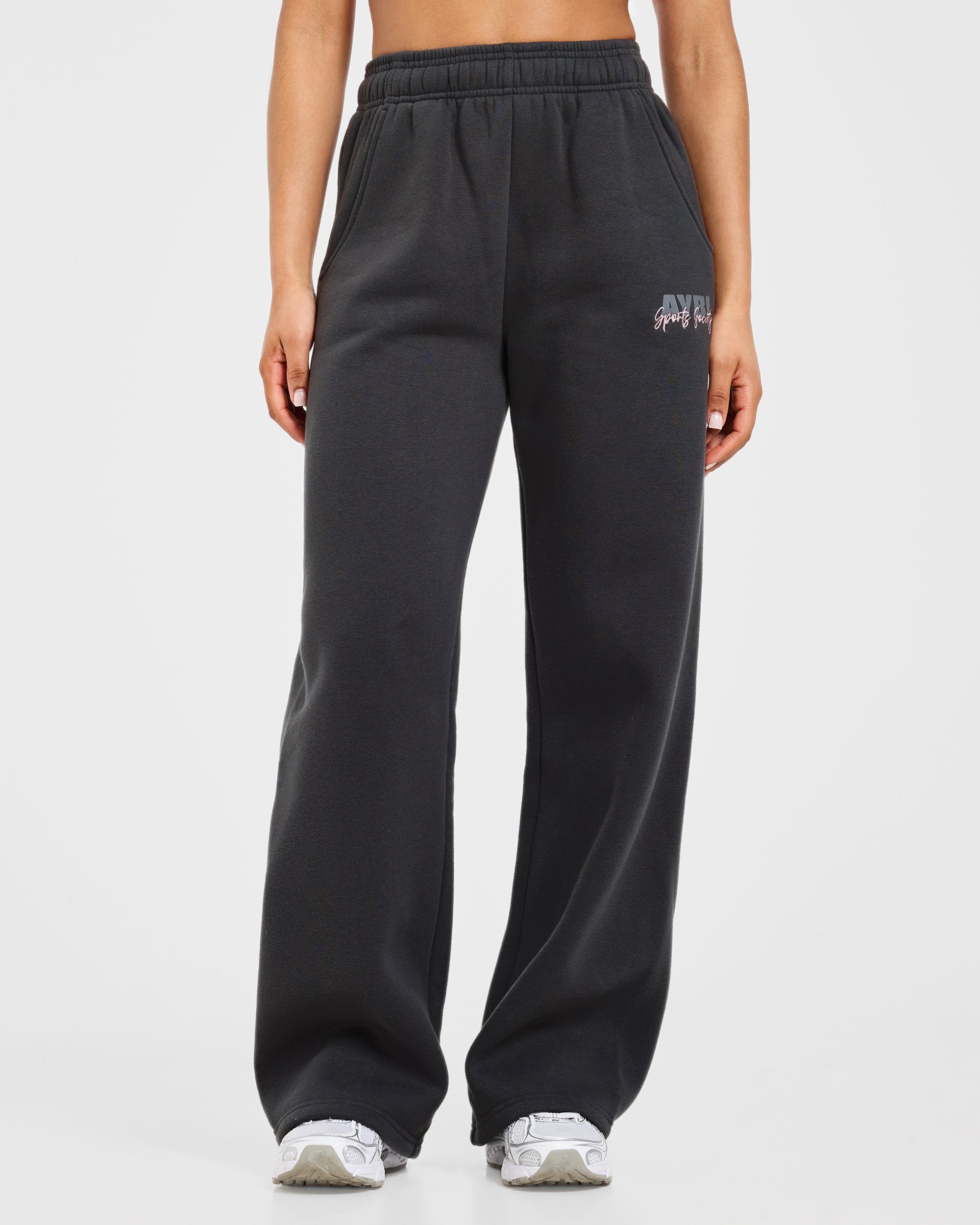 Sports Society Oversized Straight Leg Joggers - Charcoal