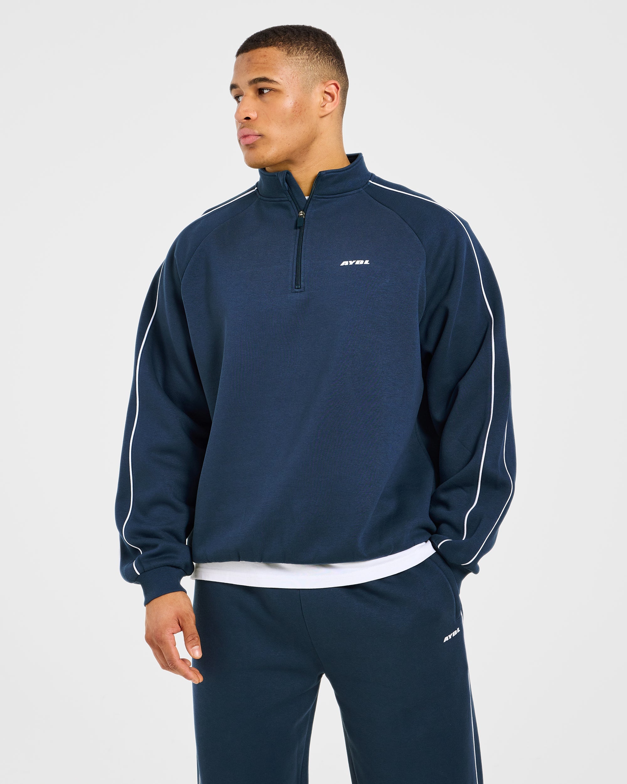 Restore Oversized 1/4 Zip Pullover - Navy Blue