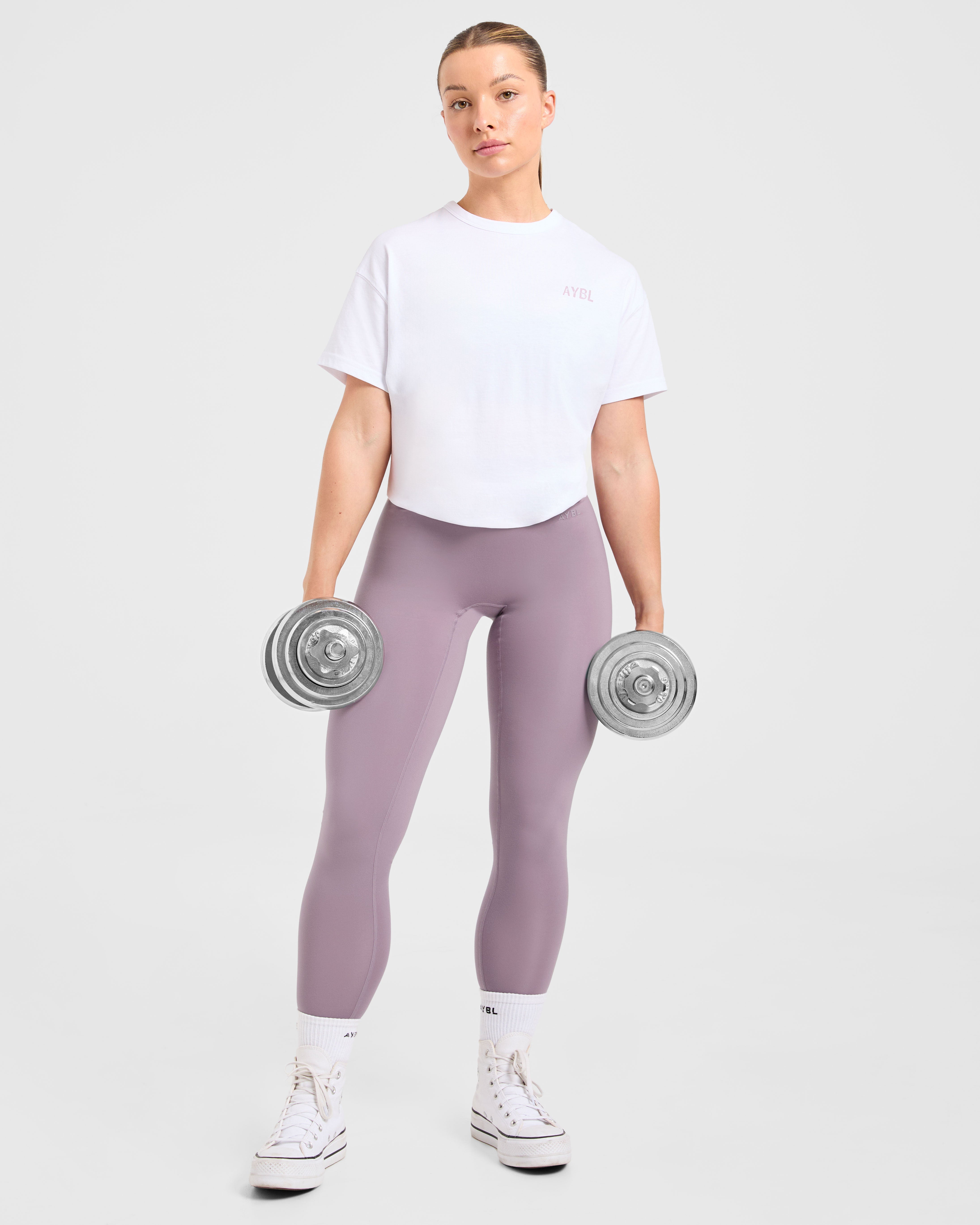 Strong Women Graphic Oversized T Shirt - White/Lilac
