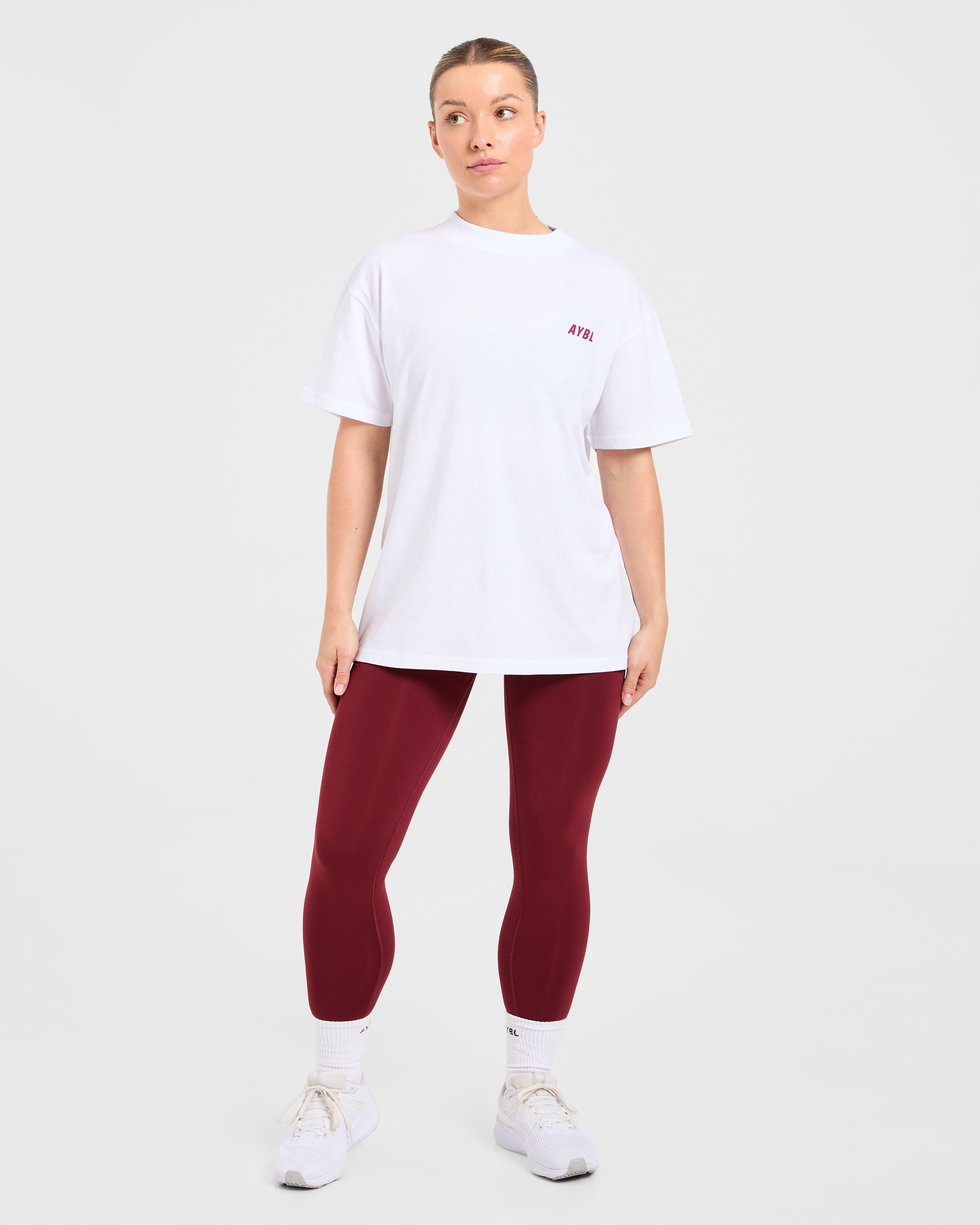 Cardio Club Oversized T Shirt - White/Burgundy