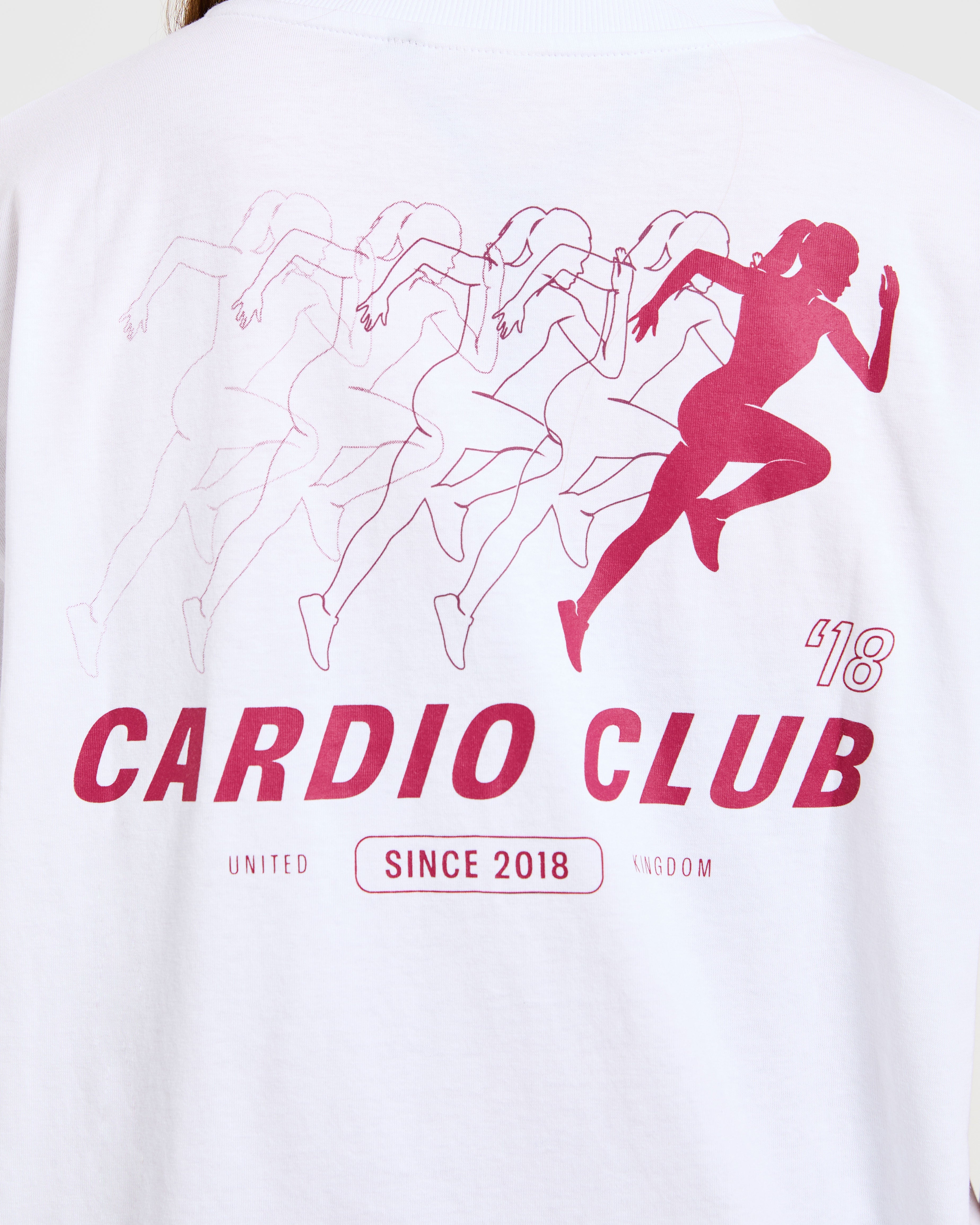 Cardio Club Oversized T Shirt - White/Burgundy