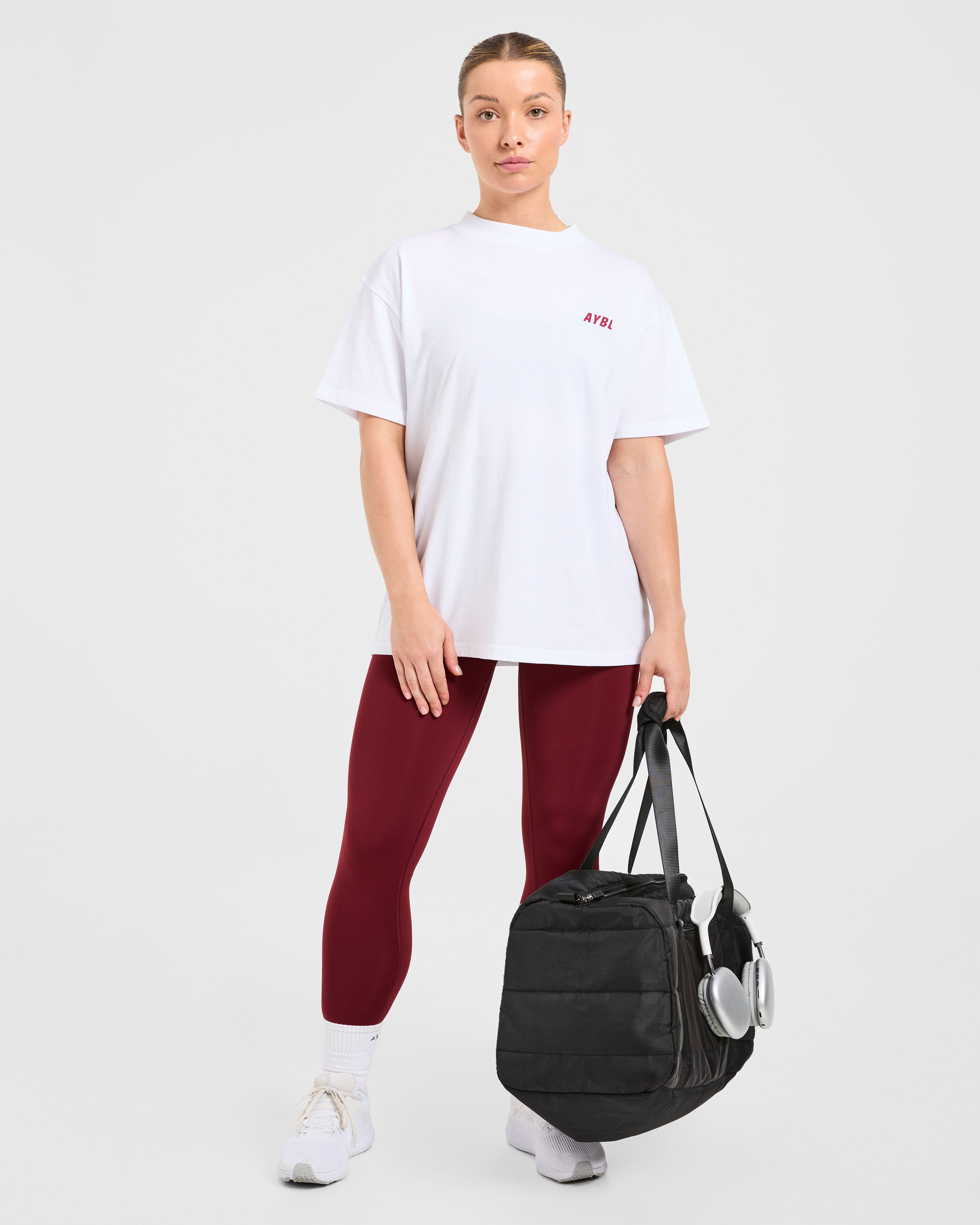Cardio Club Oversized T Shirt - White/Burgundy