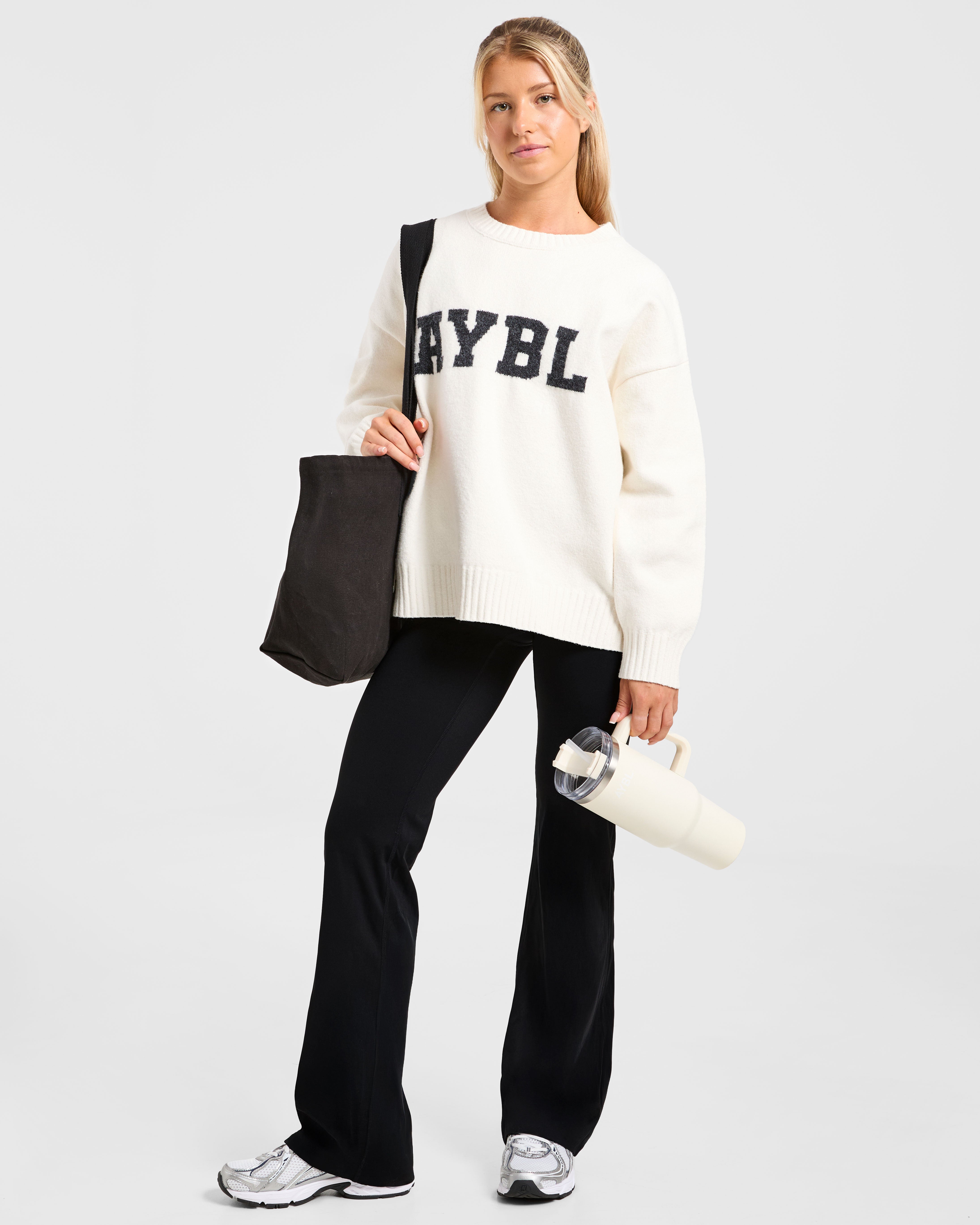 Varsity Oversized Knitted Sweater - Off White