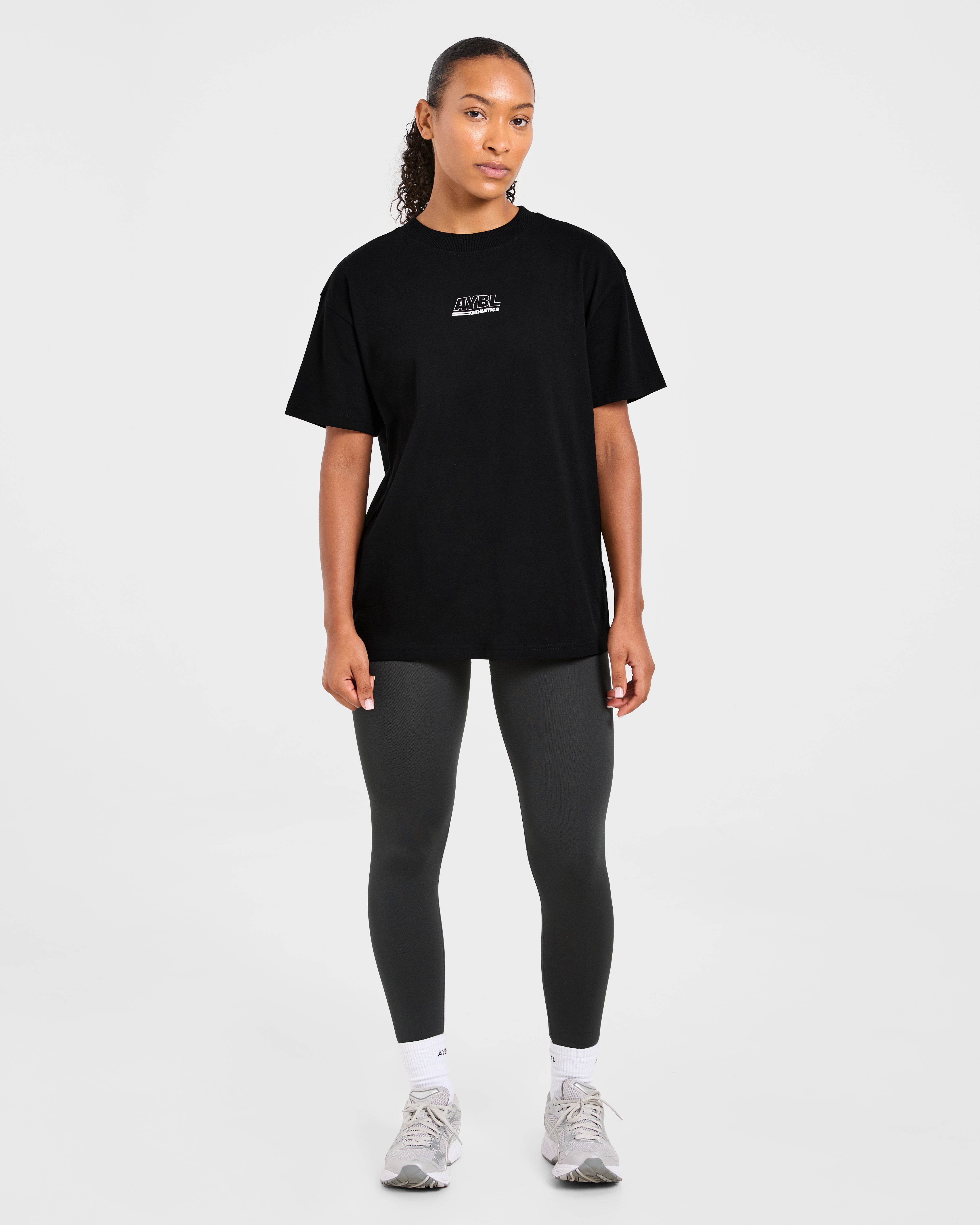 Athletics Track Oversized T Shirt - Black/White