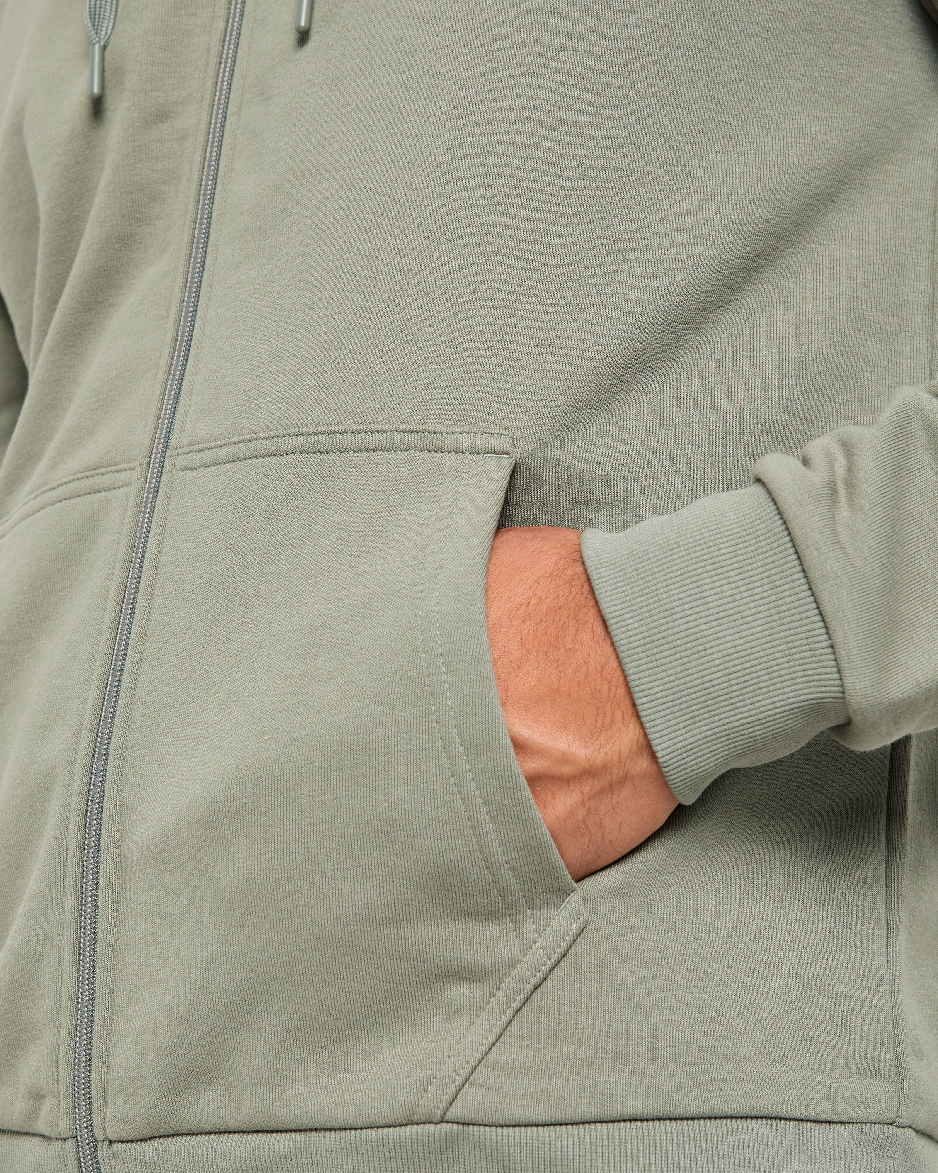 Essential Lightweight Zip Up Hoodie - Washed Sage