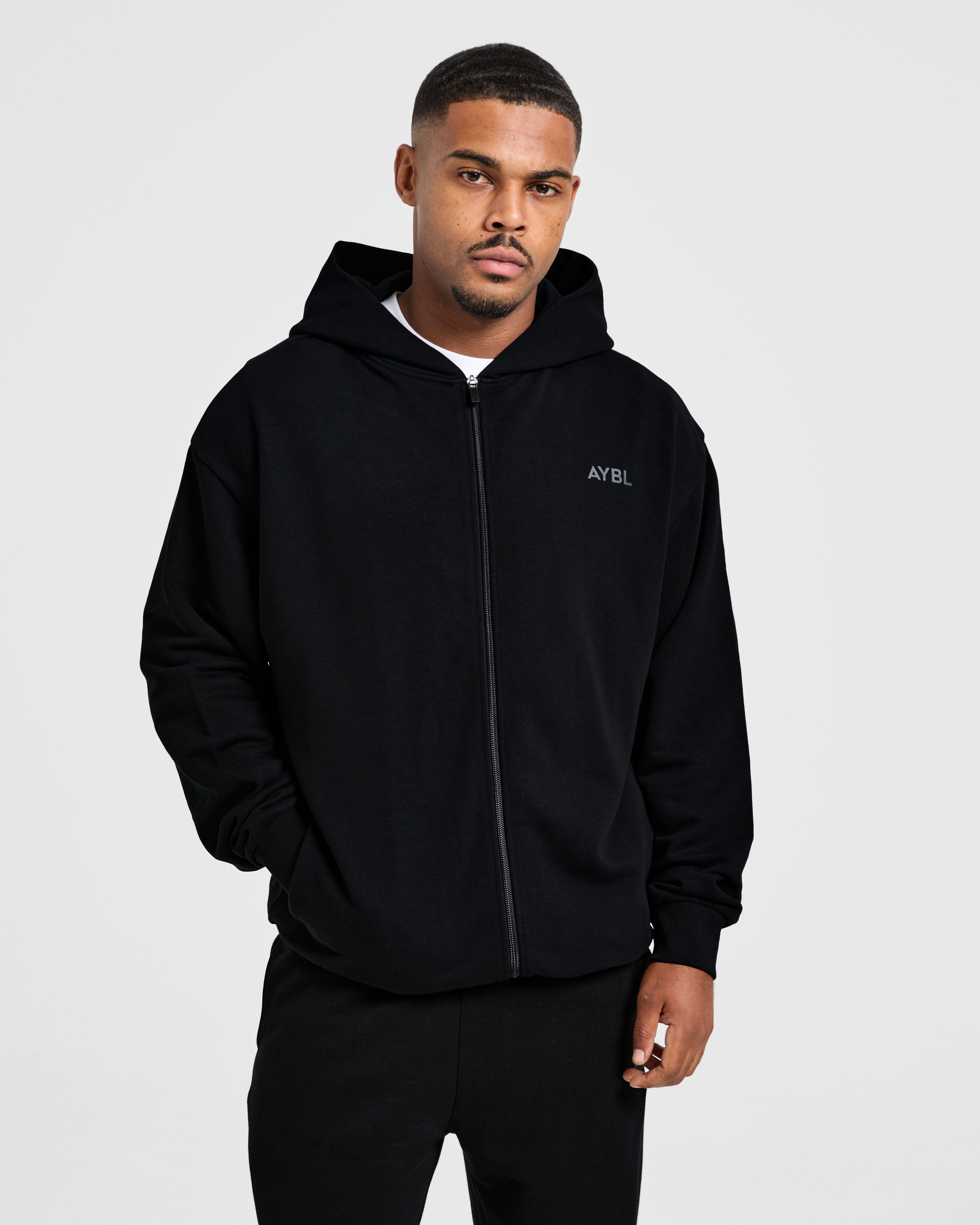 Craft Oversized Zip Up Hoodie - Black