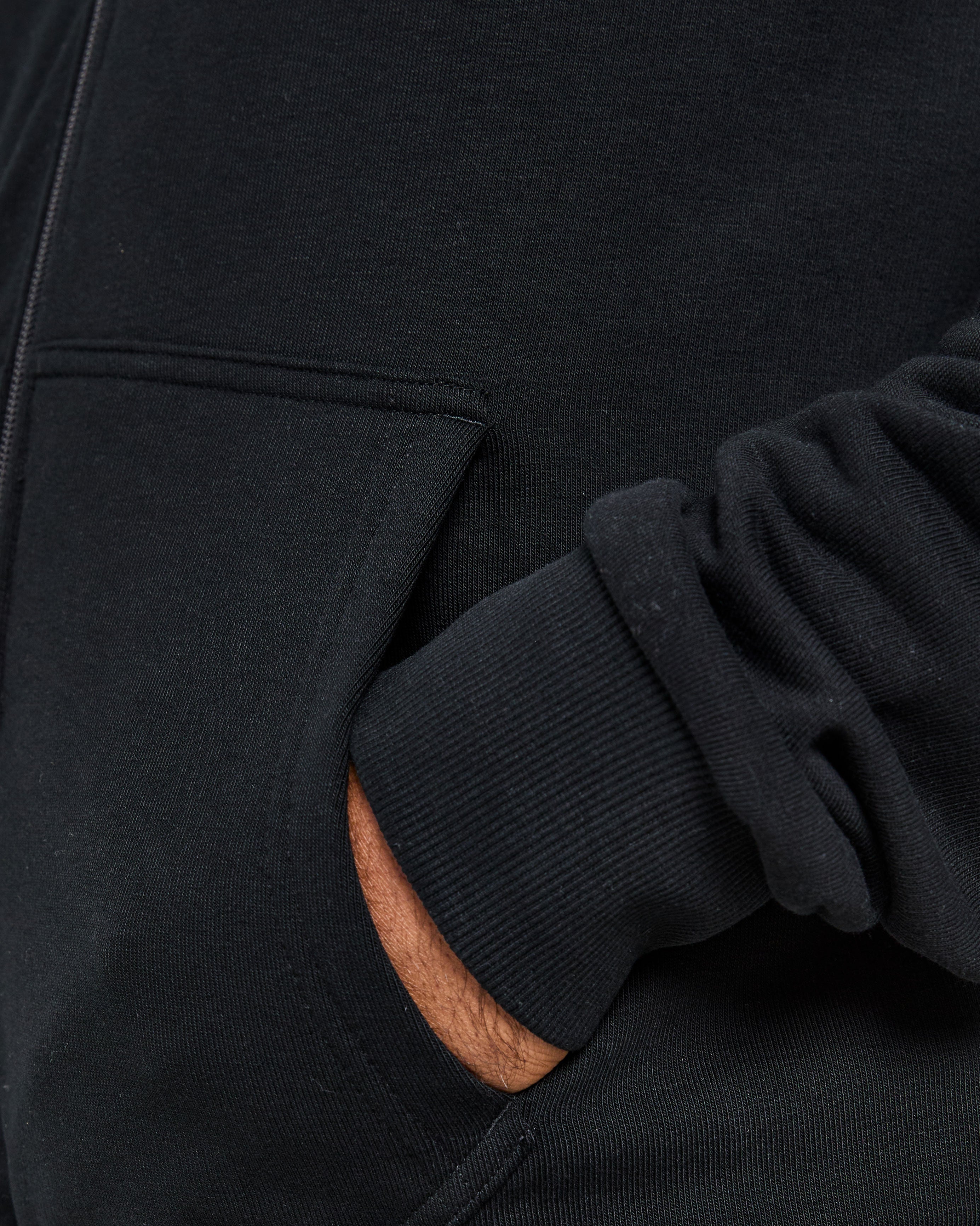 Essential Lightweight Zip Up Hoodie - Black