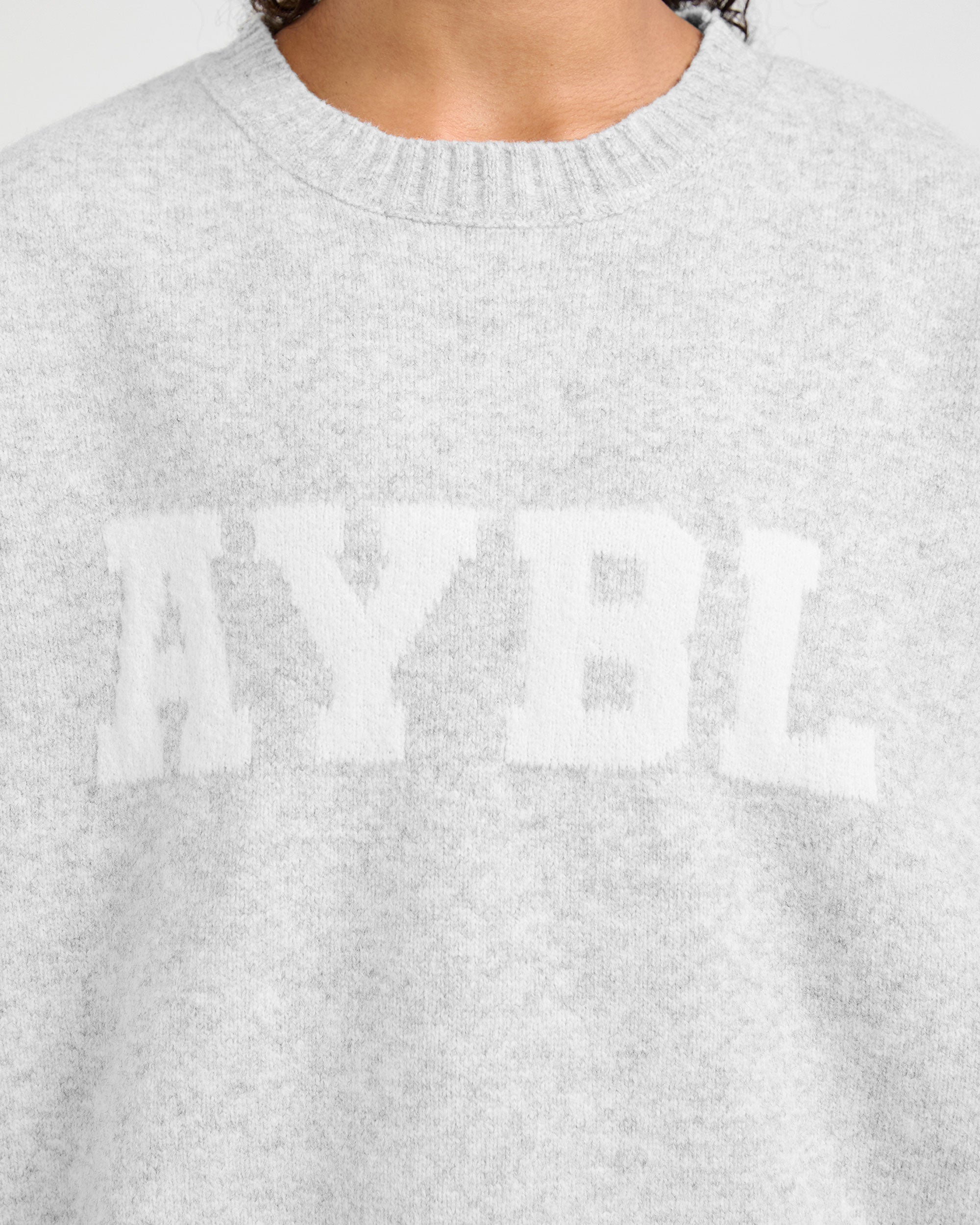 Varsity Oversized Knitted Sweater - Grey Marl