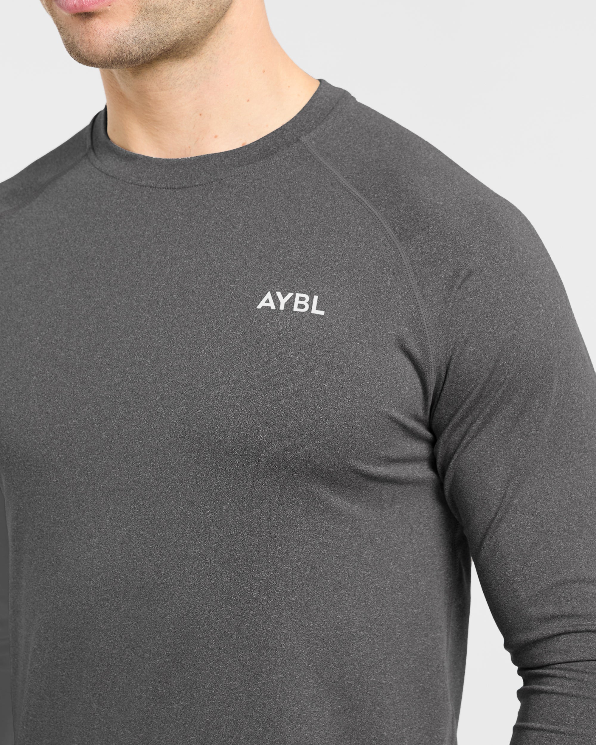 Essential Langarm-T-Shirt – Grau meliert