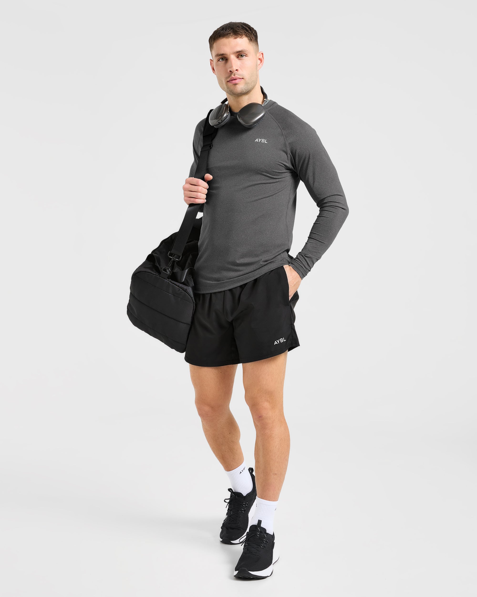 Essential Langarm-T-Shirt – Grau meliert