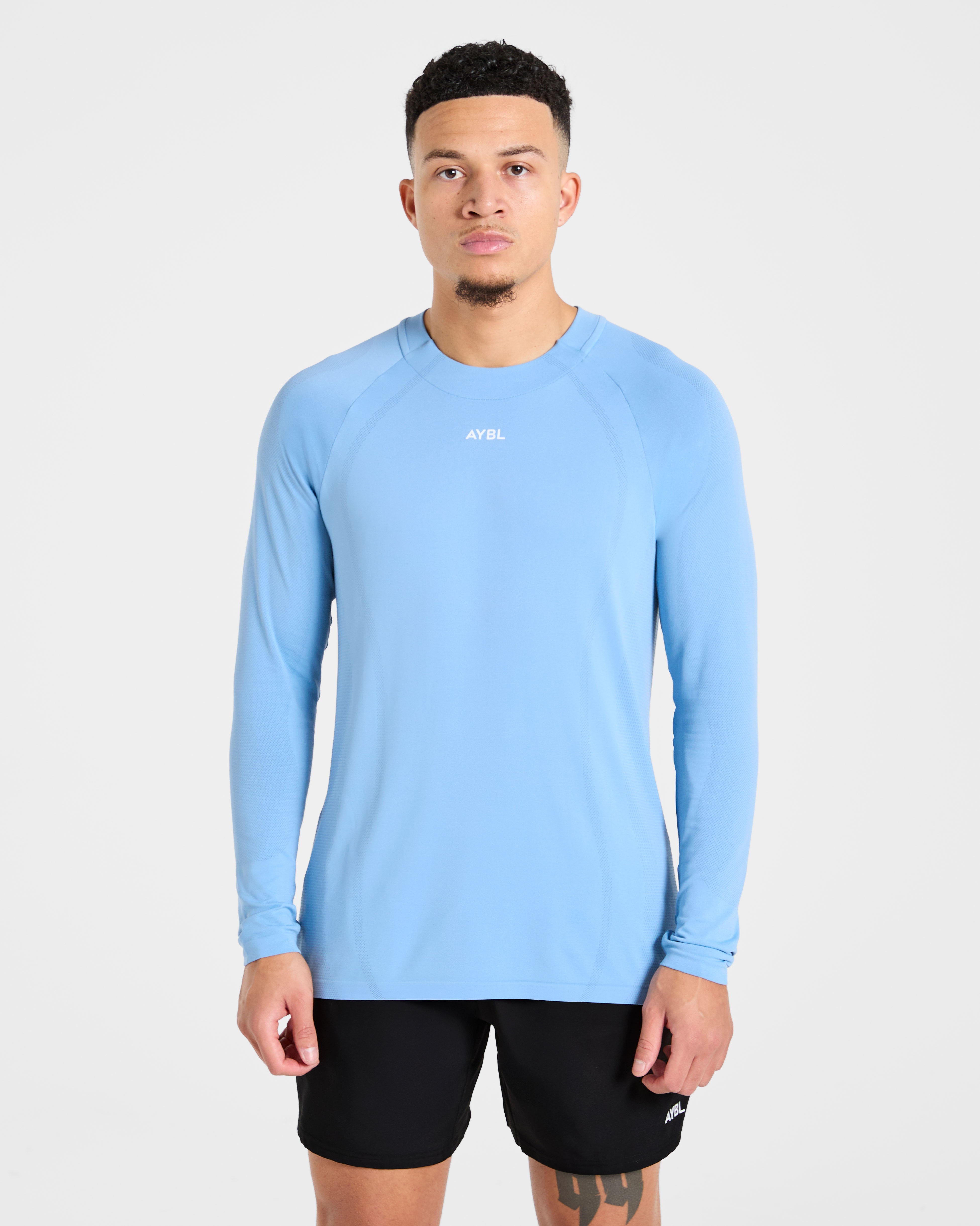 Attain Seamless Long Sleeve T Shirt - Sports Blue
