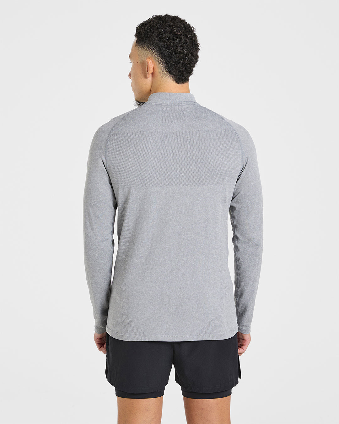 Essential Seamless 1/4 Zip Pullover – Grau meliert