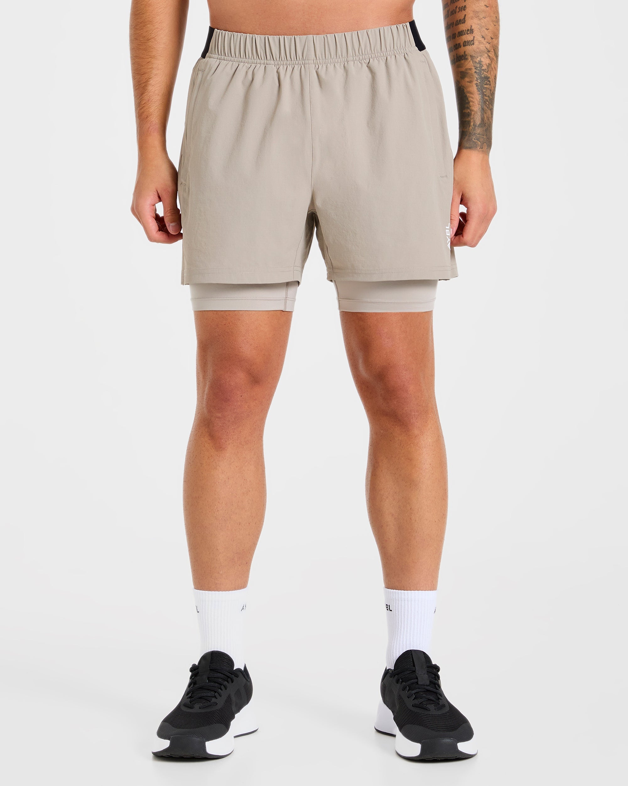Signature 2 in 1 Shorts - Stone