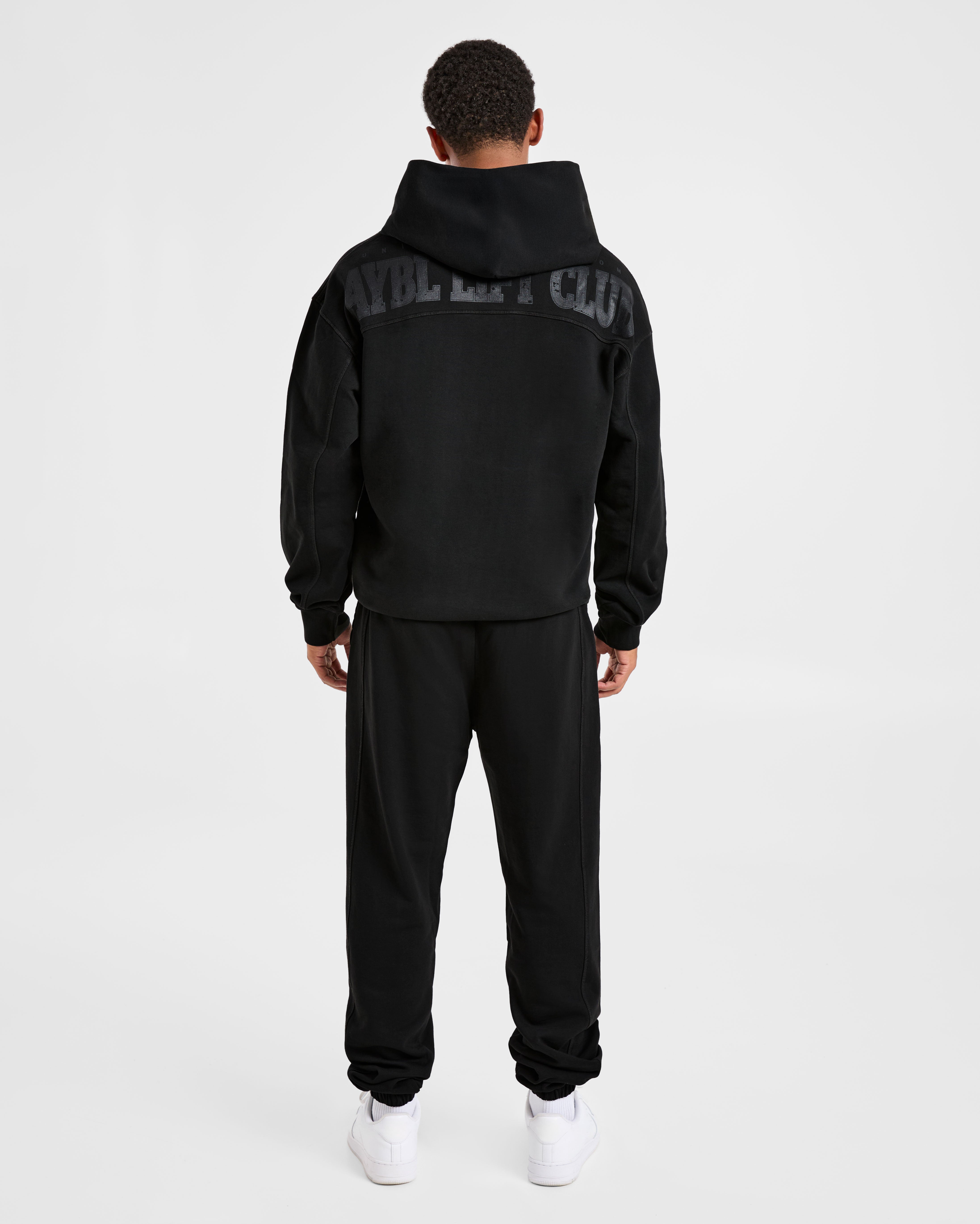 Lift Club Distressed Hoodie - Black/Charcoal