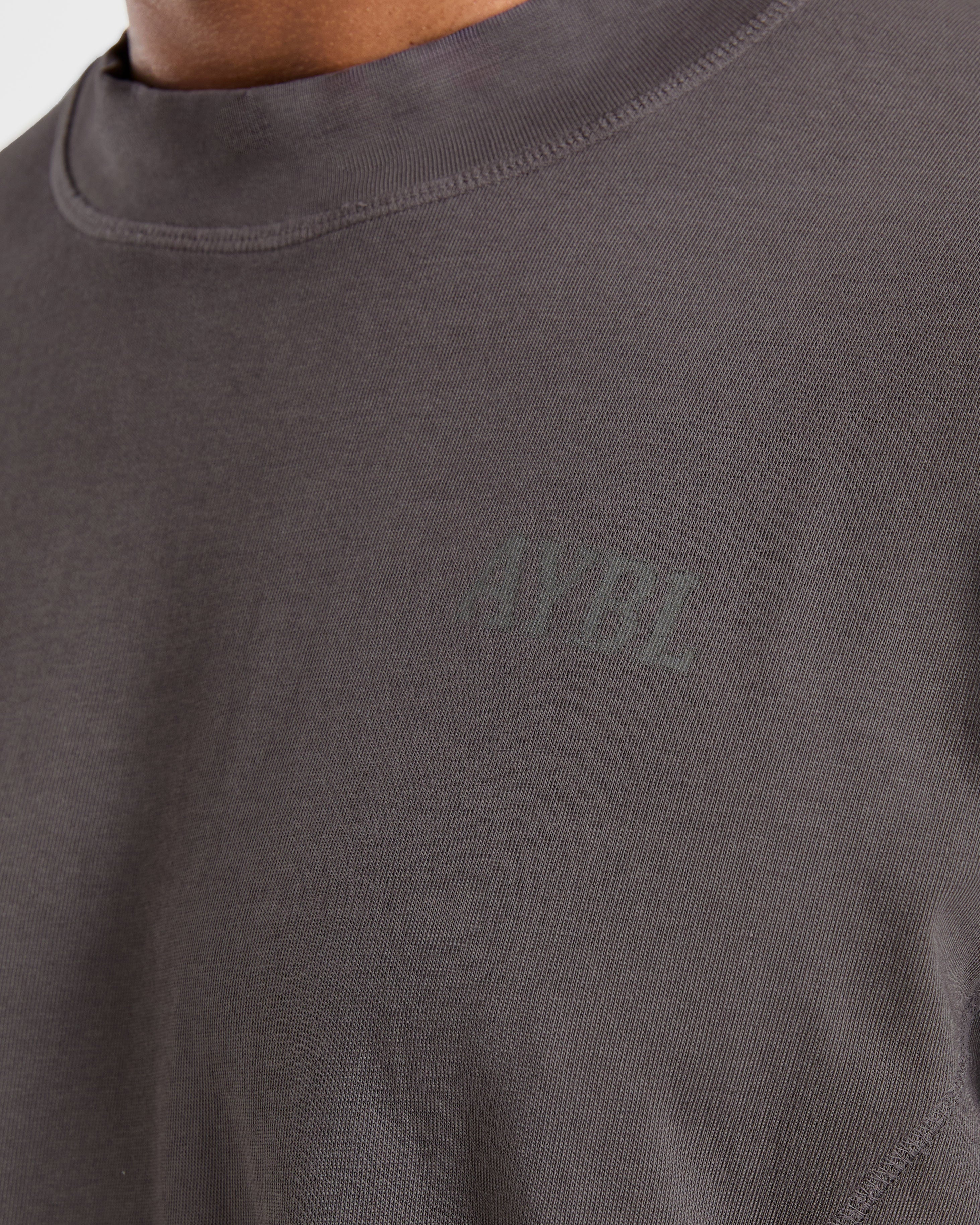 Lift Club Distressed Oversized T Shirt - Charcoal
