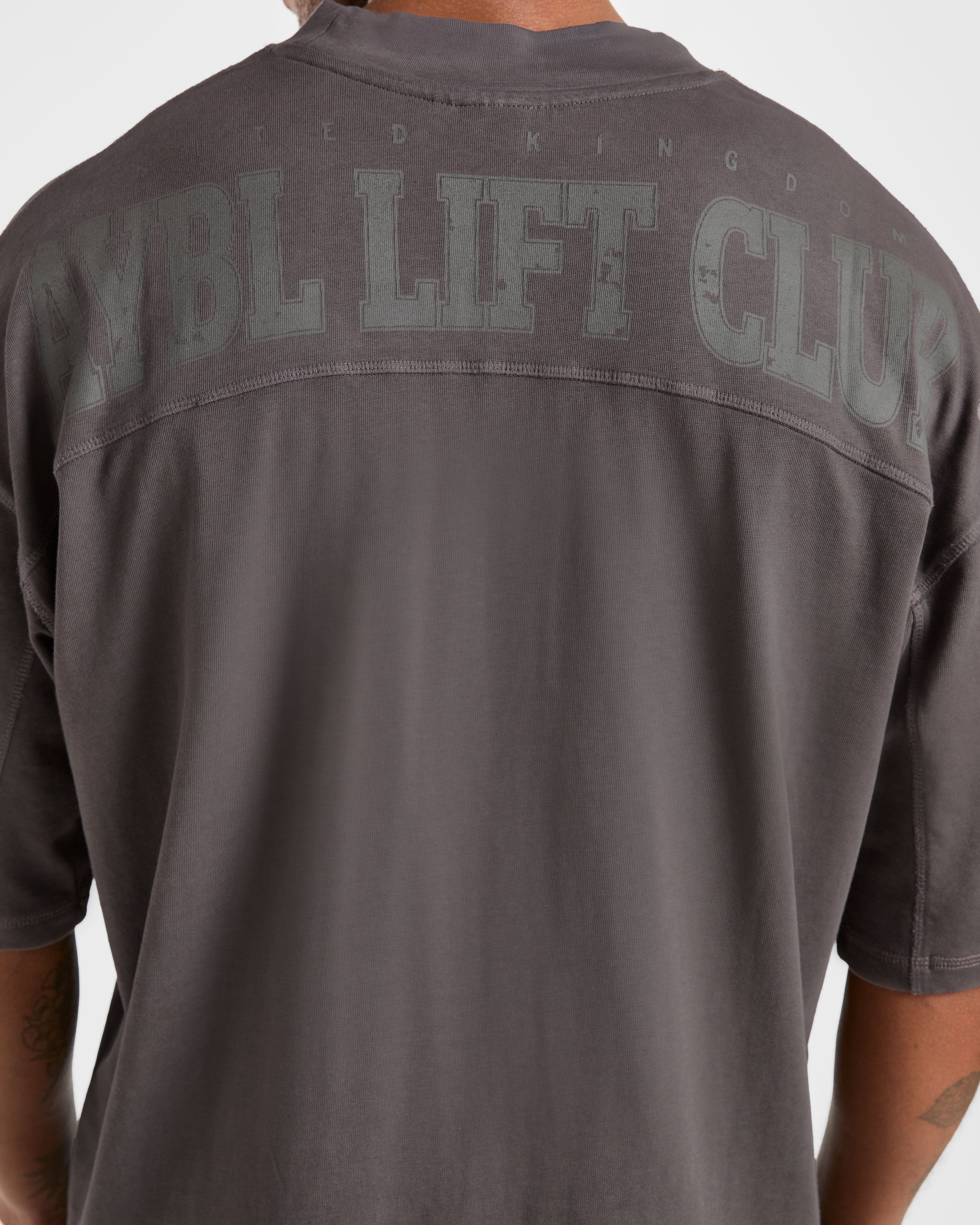 Lift Club Distressed Oversized T Shirt - Charcoal