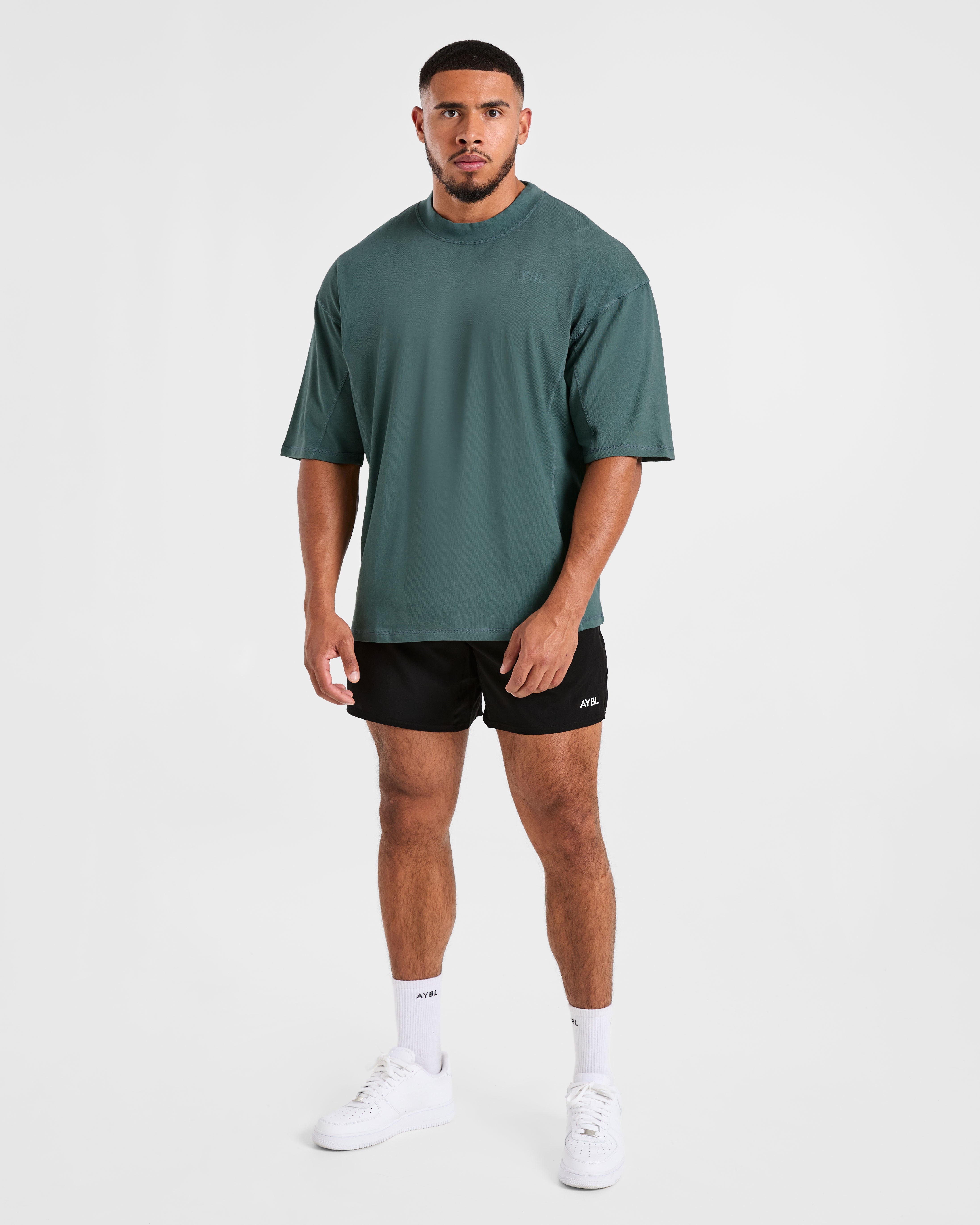 Lift Club Distressed Oversized T Shirt - Washed Teal