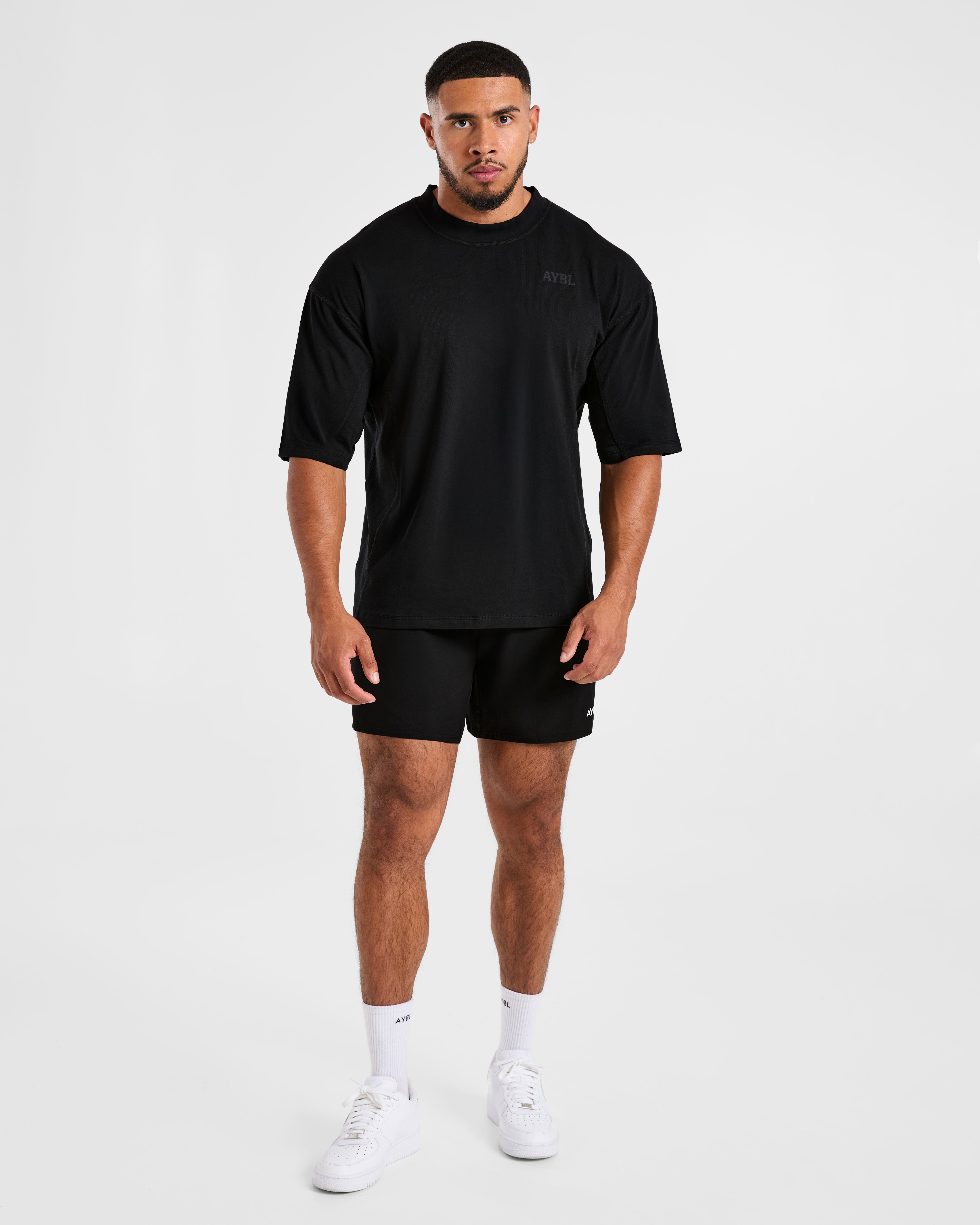 Lift Club Distressed Oversized T Shirt - Black/Charcoal