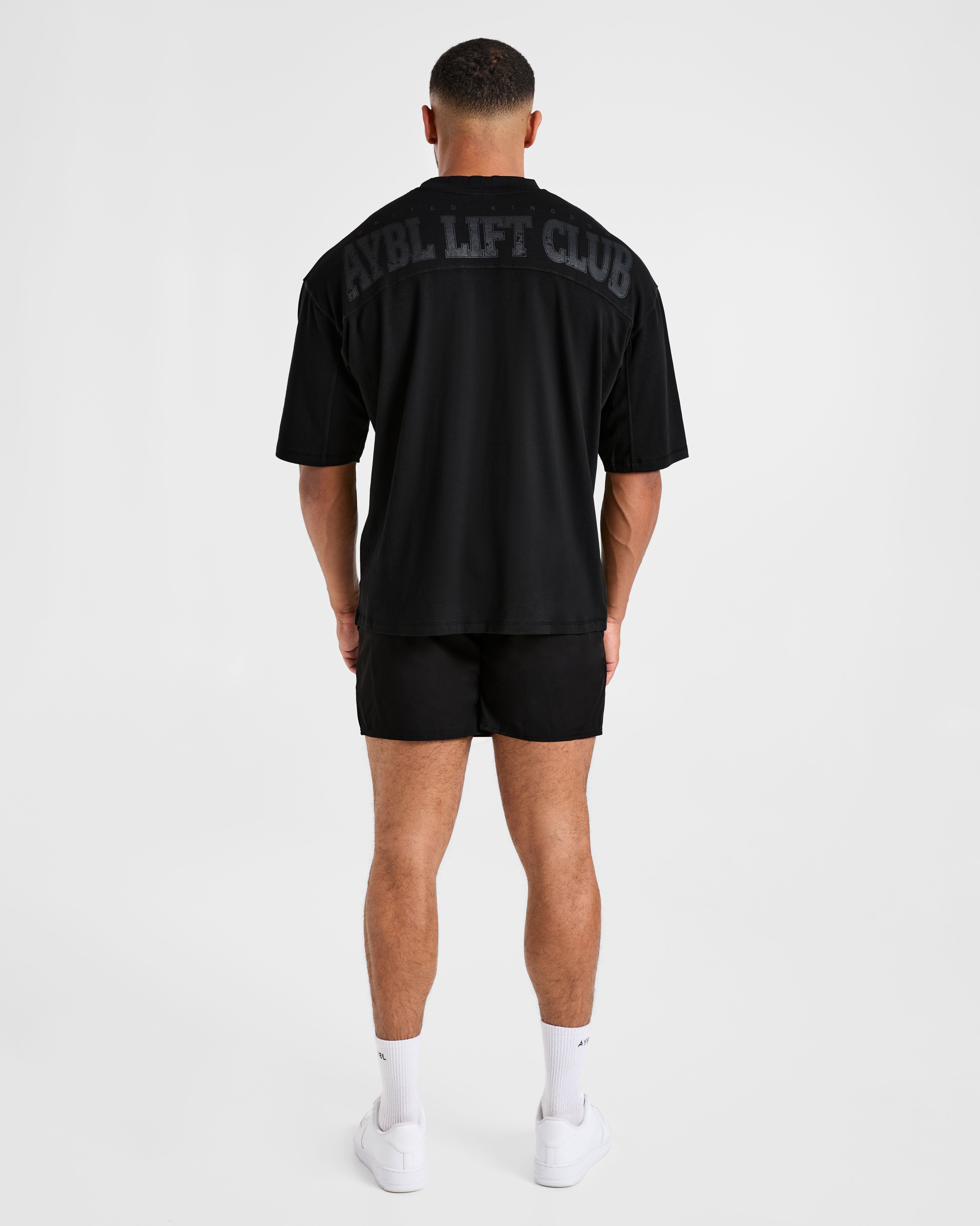 Lift Club Distressed Oversized T Shirt - Black/Charcoal