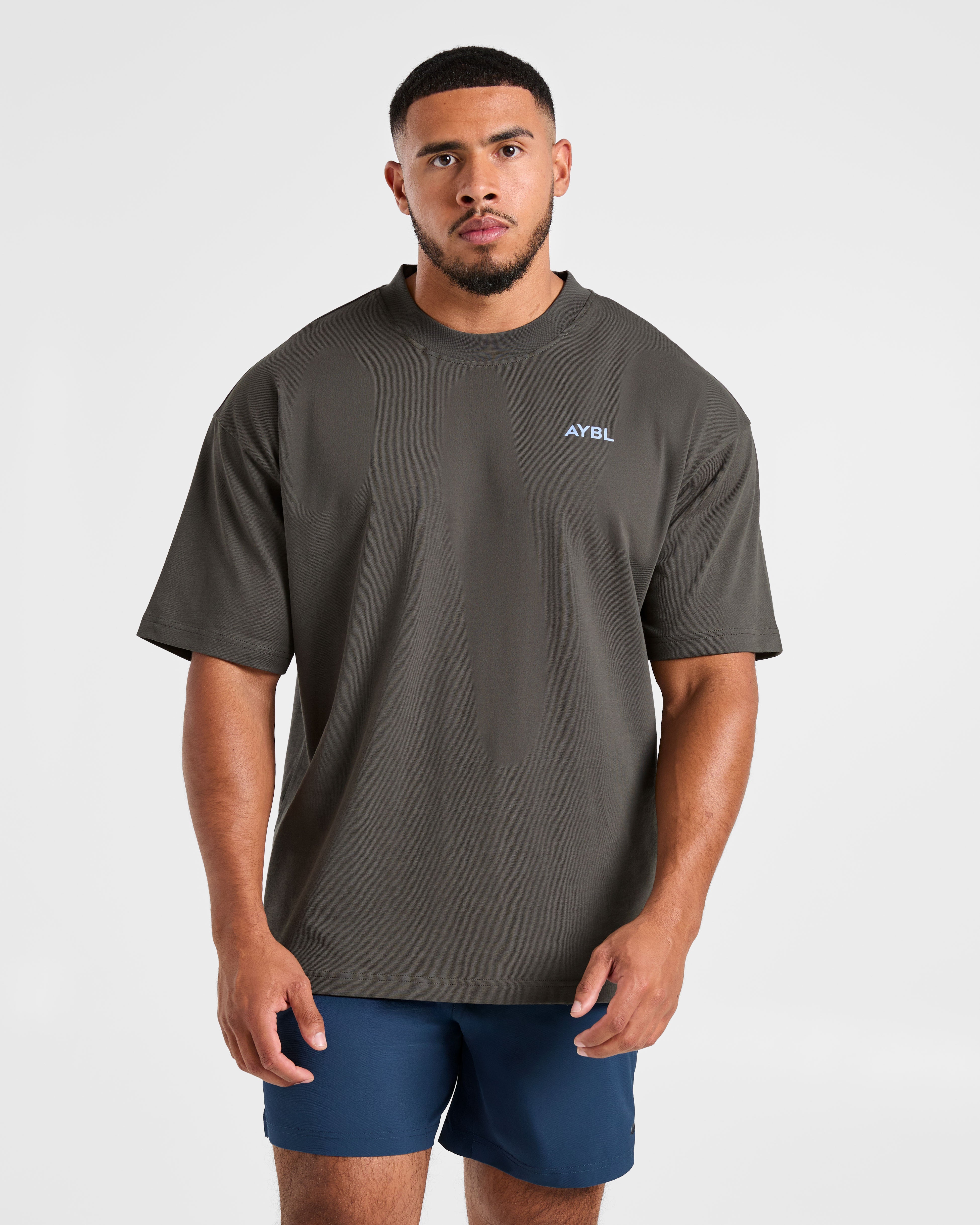 Essential Oversized T Shirt - Charcoal/Cornflower Blue