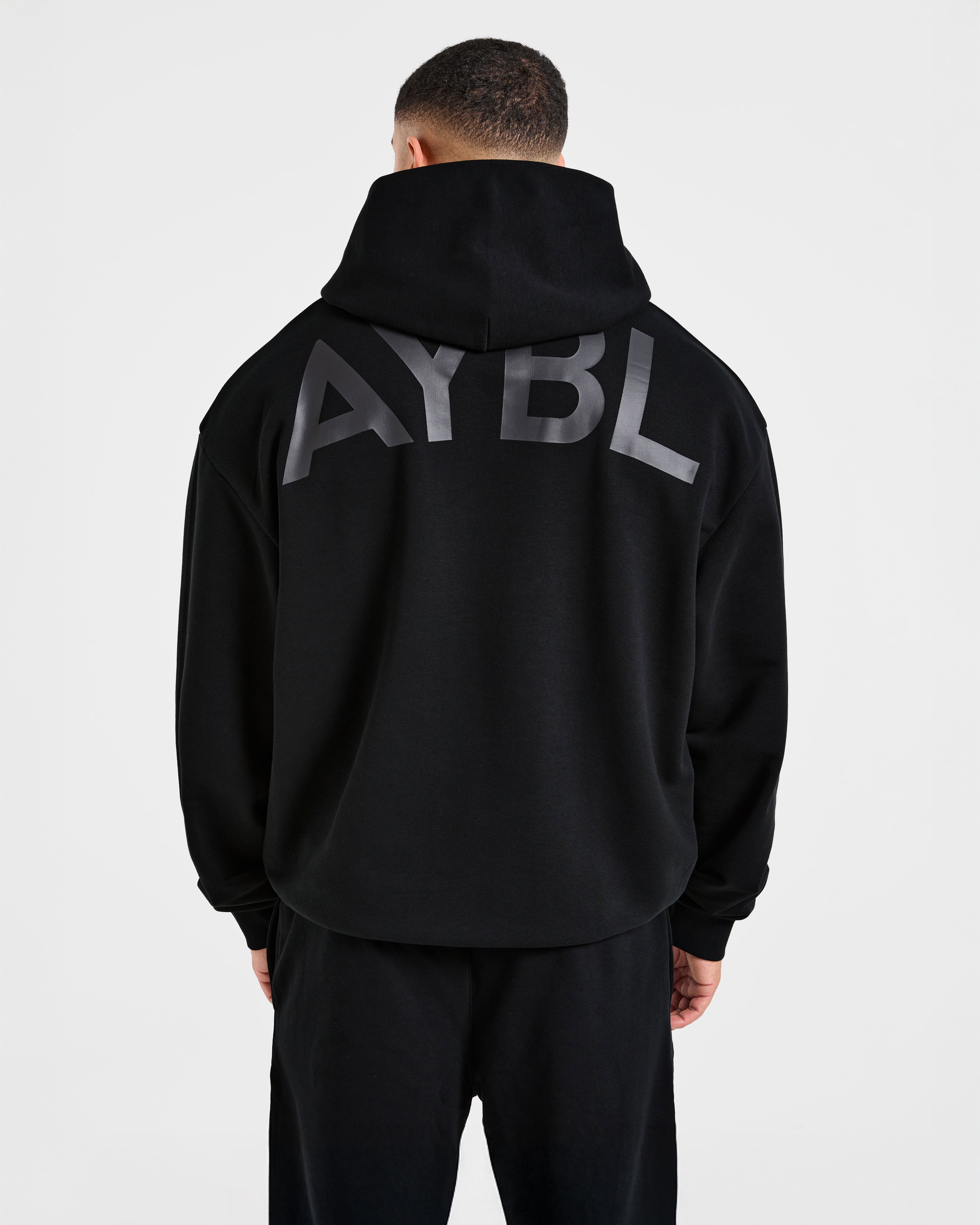 Essential Oversized Graphic Hoodie - Black