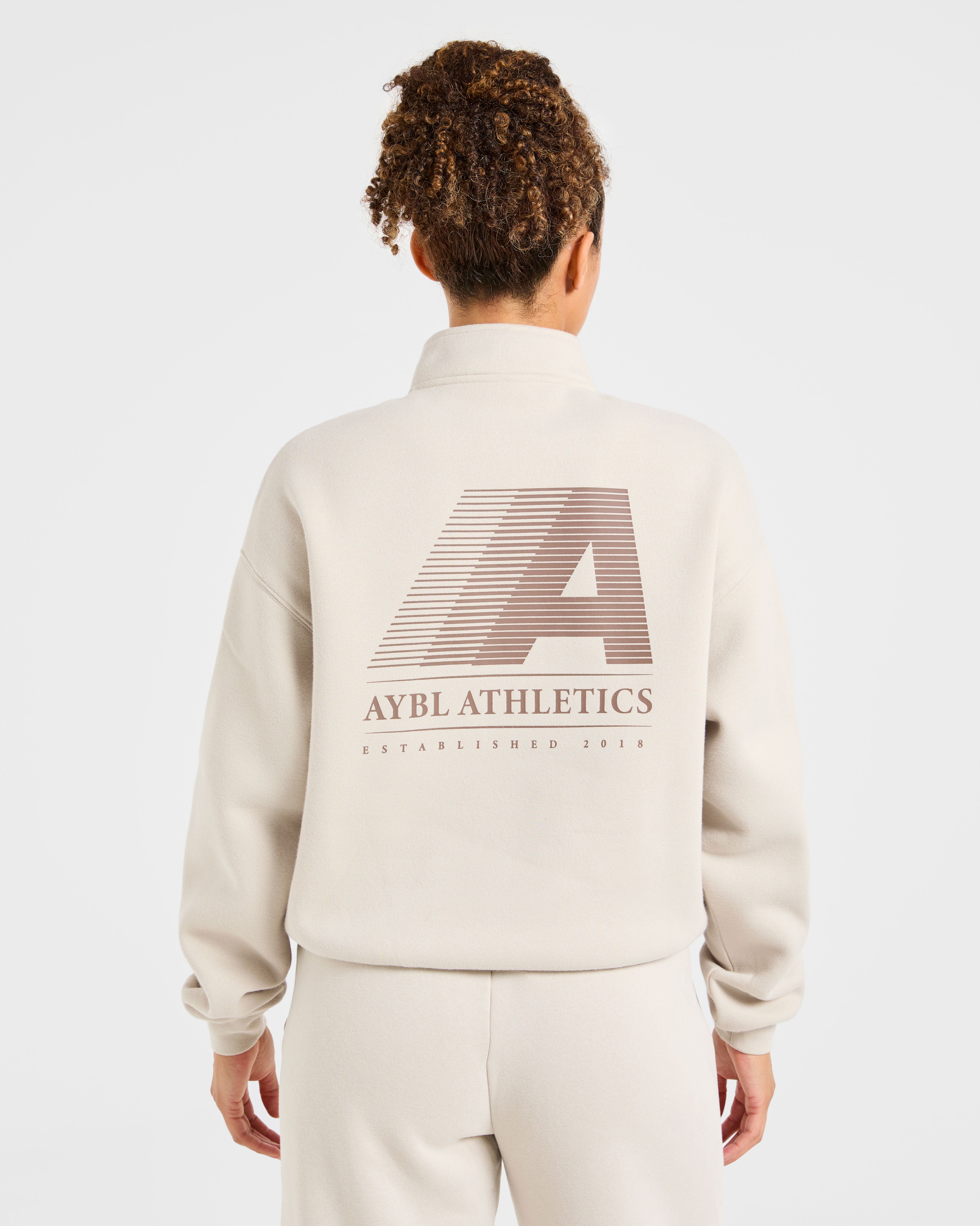 Retro Athletics Oversized 1/4 Zip Pullover - Sand