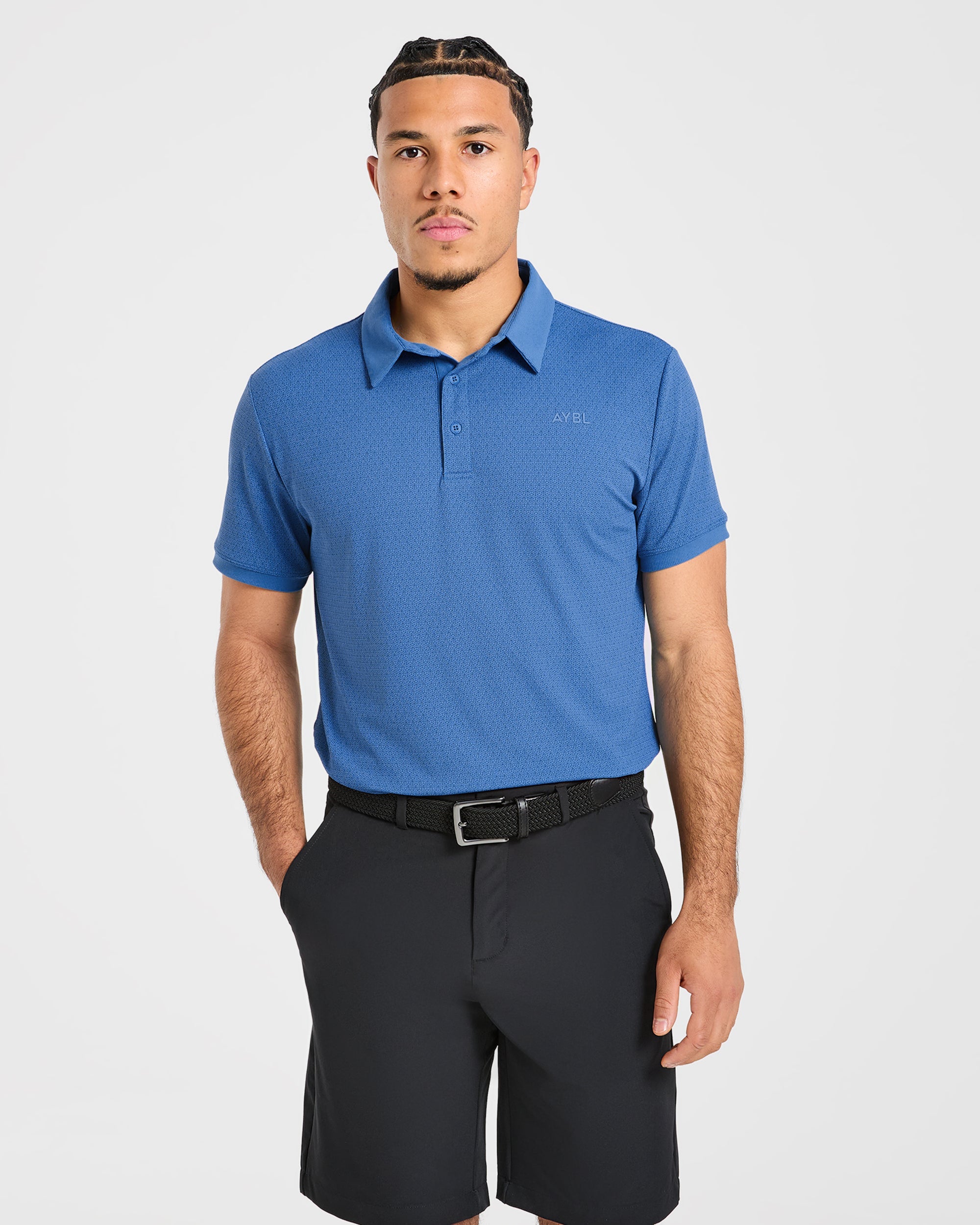 Precision Geometric Polo - Ocean Blue