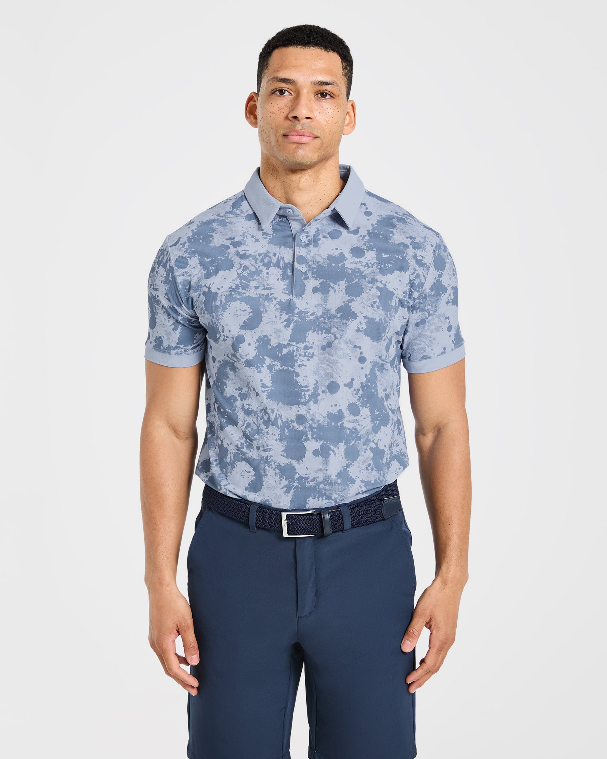 Precision Splatter Polo - Muted Slate