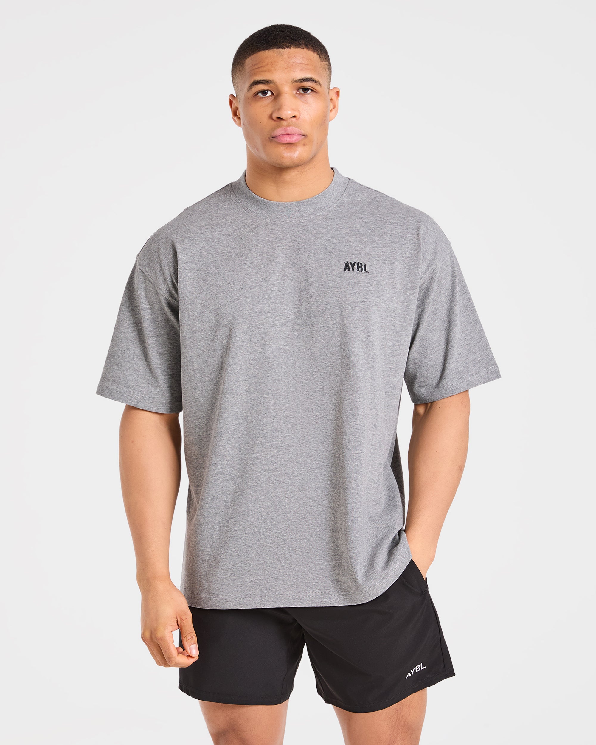 Gym Chalk Oversized T Shirt - Light Charcoal Marl